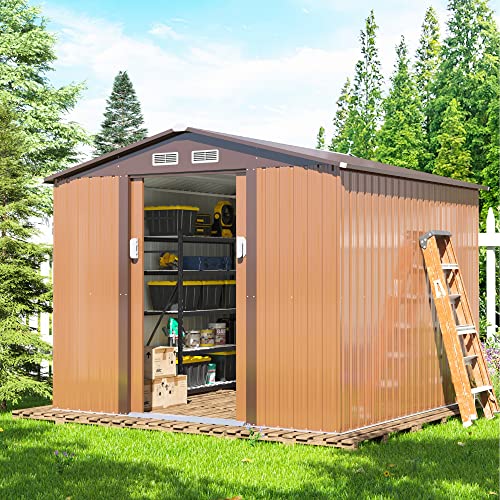 JAXPETY 6x8-Foot Outdoor Metal Storage Tool Shed with Sliding Doors - John Pierce Auto Care