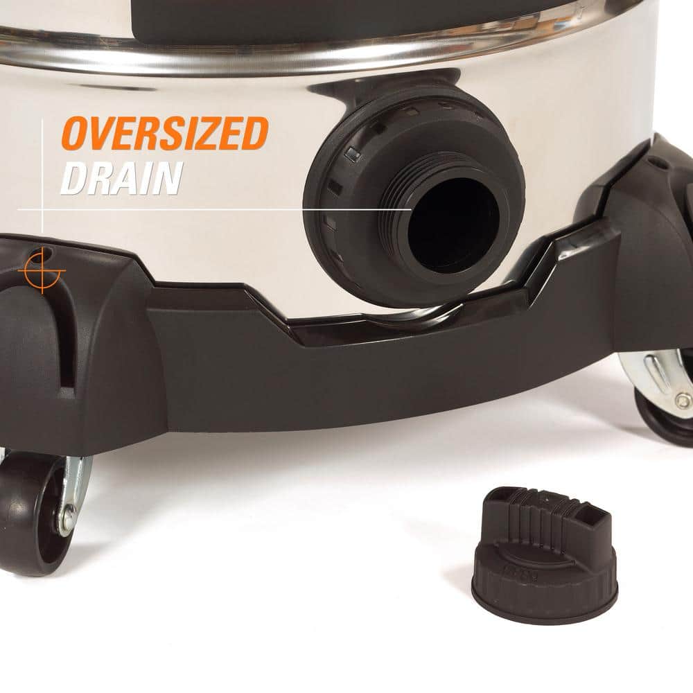 10-Gallon 6.0 Peak HP Stainless Steel Wet Dry Shop Vacuum - John Pierce Auto Care