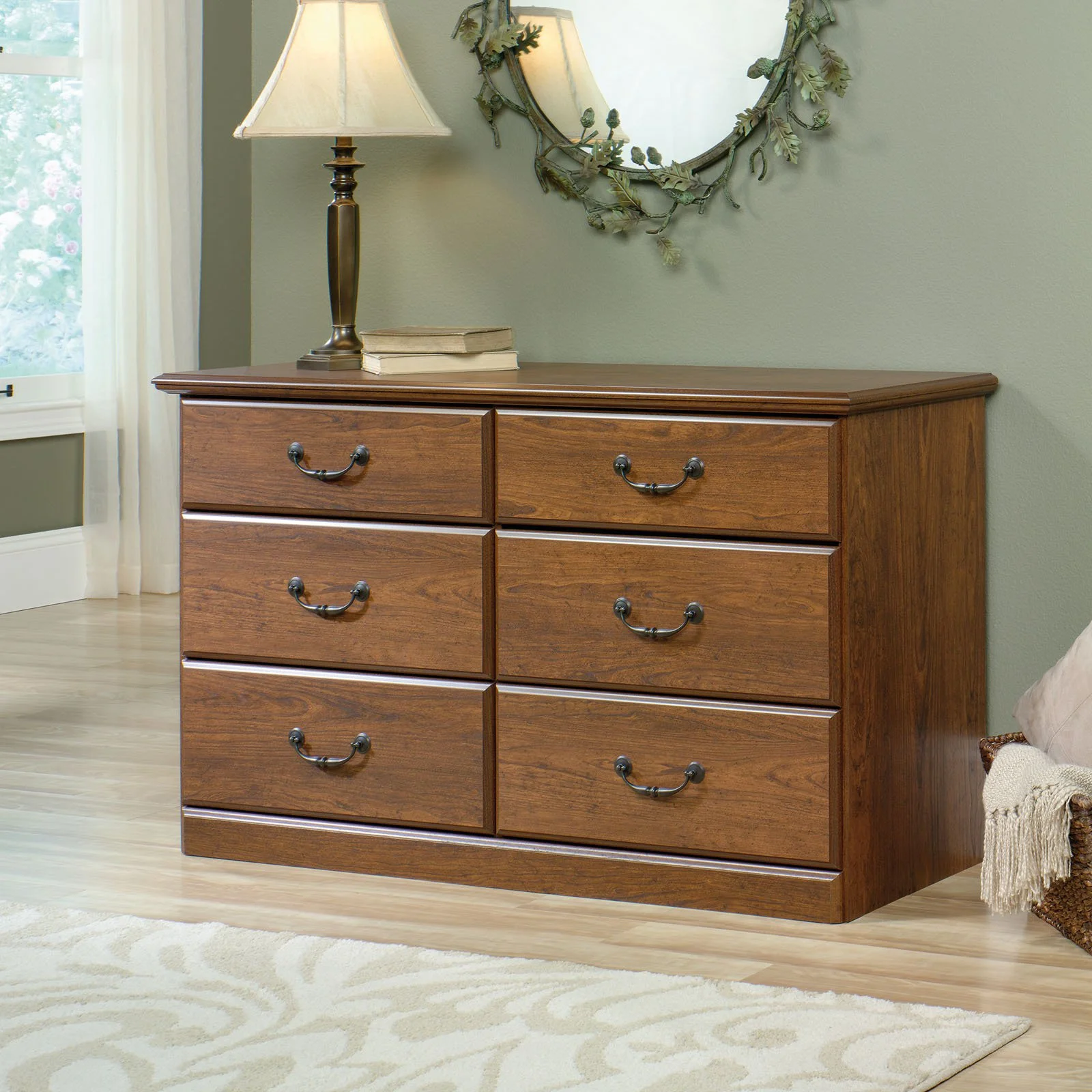 Sauder Orchard Hills 6 Drawer Dresser, Carolina Oak finish - John Pierce Auto Care