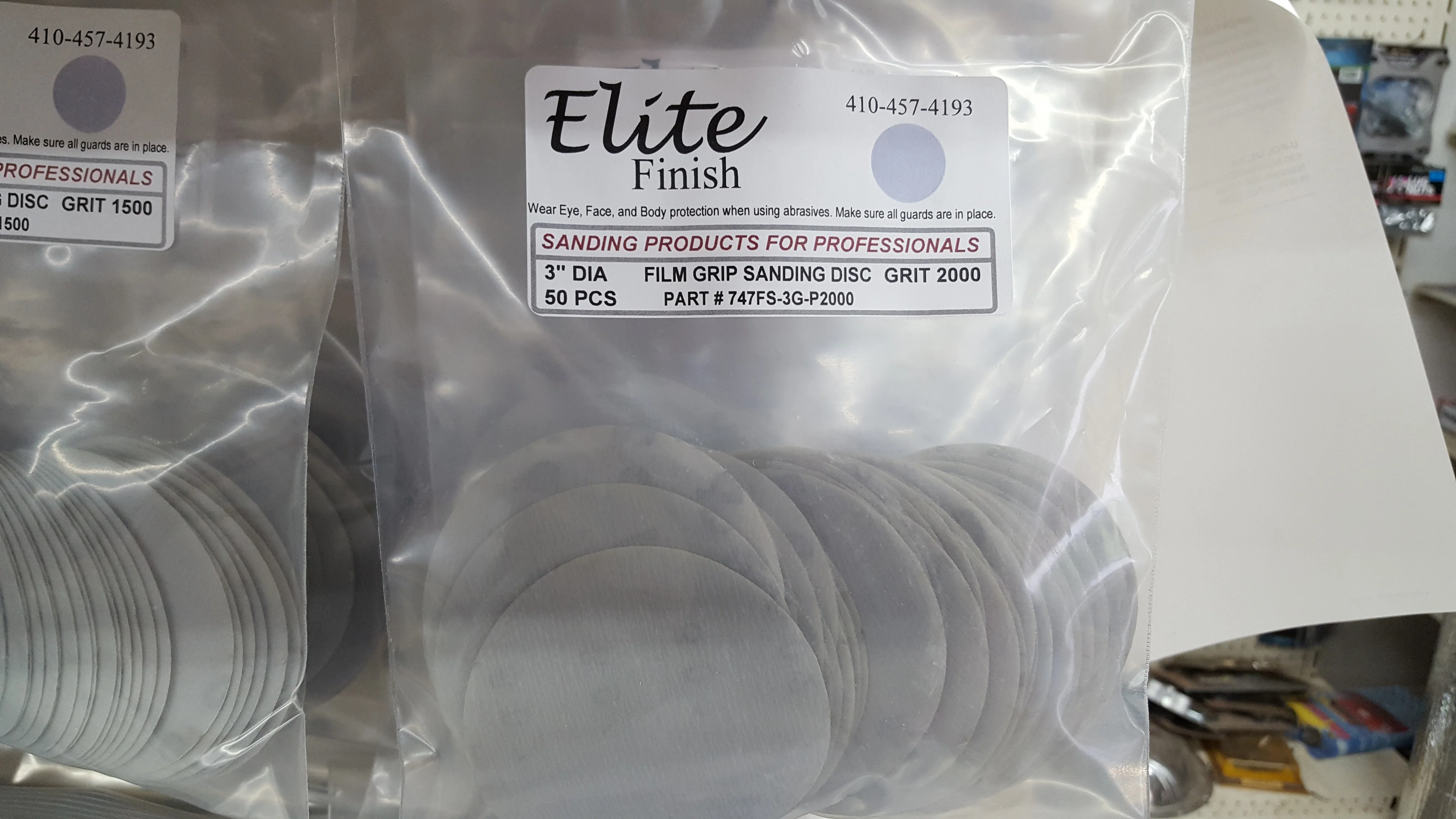 Elite Finish Disc 3'' Gripon 2500 Grit Sandpaper 50 pack Wet or Dry - John Pierce Auto Care