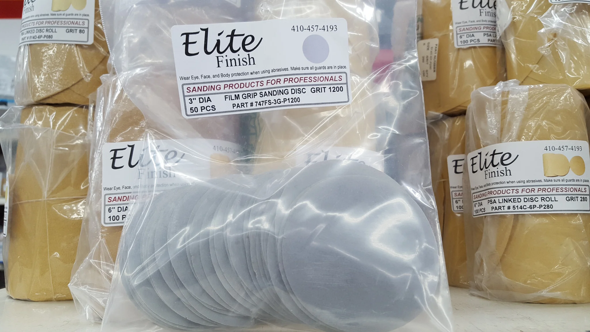 Elite Finish Disc 3'' Gripon 1200 Grit Sandpaper 50 pack Wet or Dry - John Pierce Auto Care