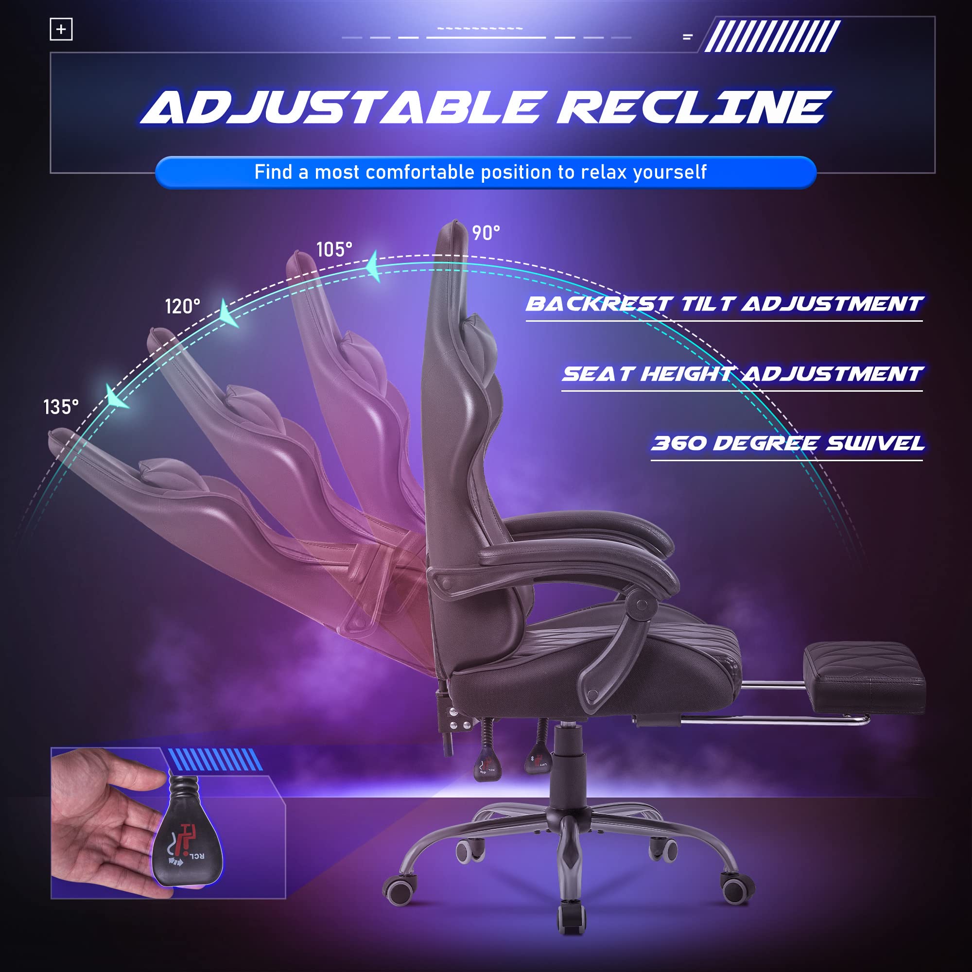 Homall Ergonomic High-Back Gaming Chair with Massage Lumbar Support - John Pierce Auto Care