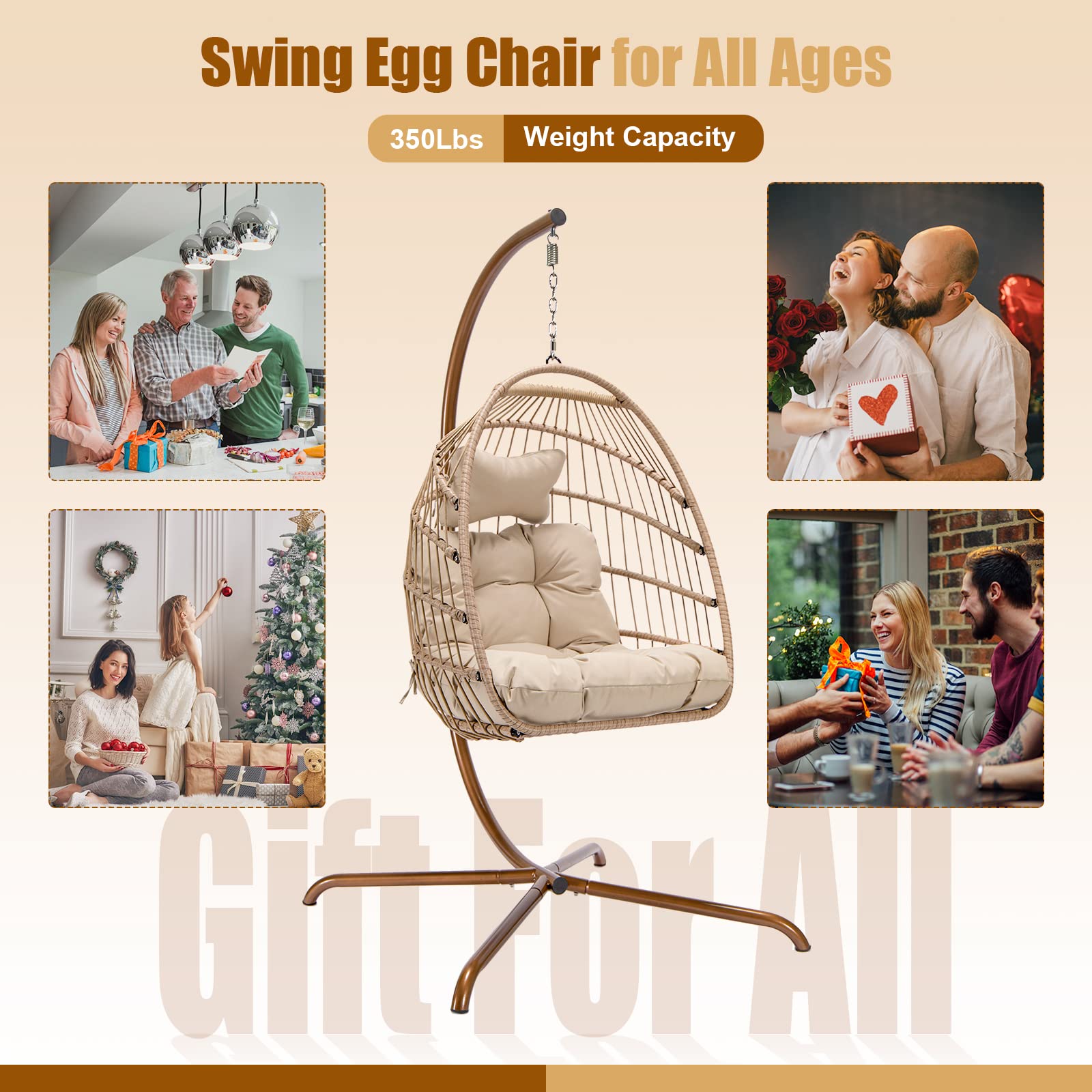 NICESOUL Wicker Rattan Hanging Swing Egg Chair with Stand - John Pierce Auto Care