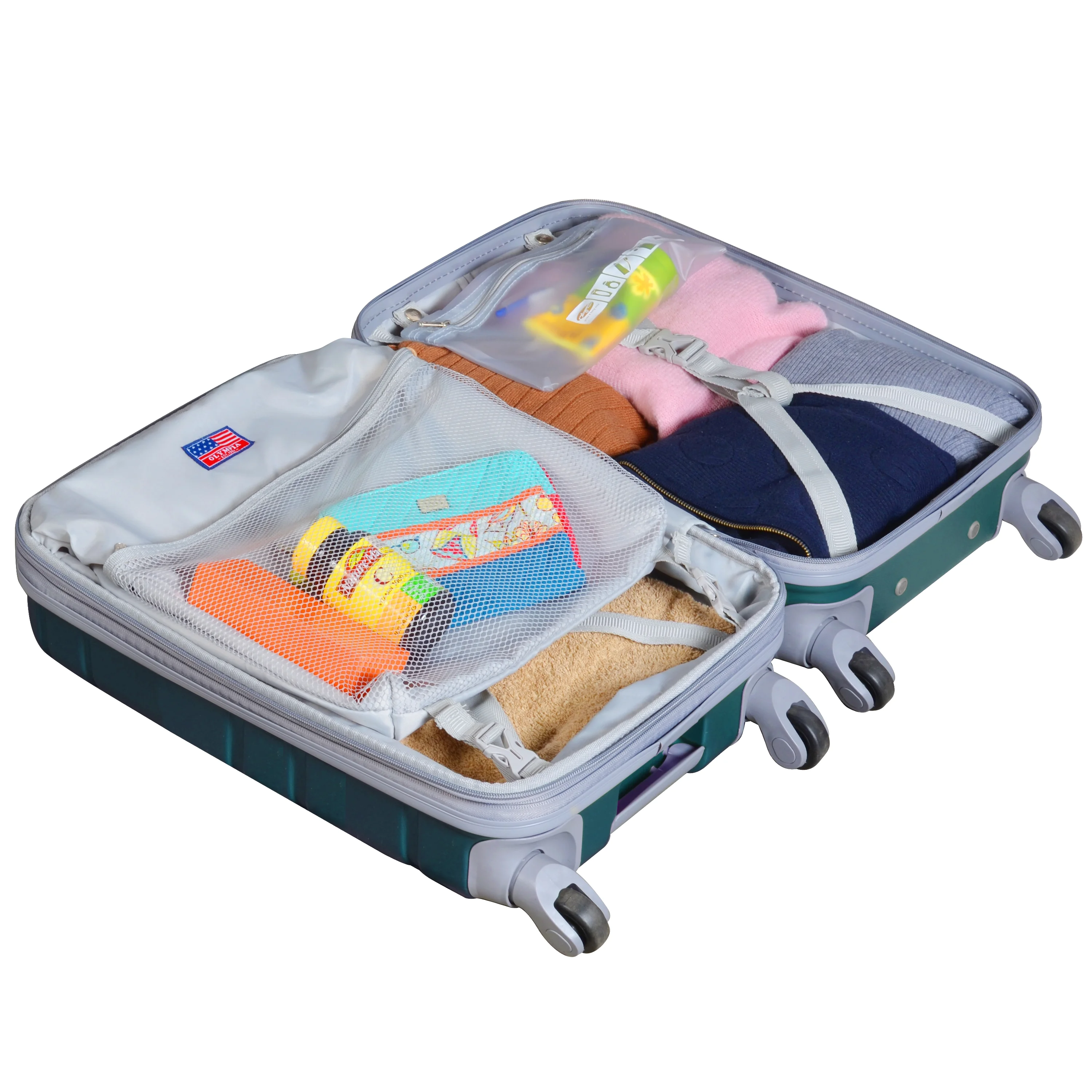 Olympia U.S.A. Denmark 3-Piece Expandable Hardcase Luggage Set with Spinner Wheels, Teal - John Pierce Auto Care