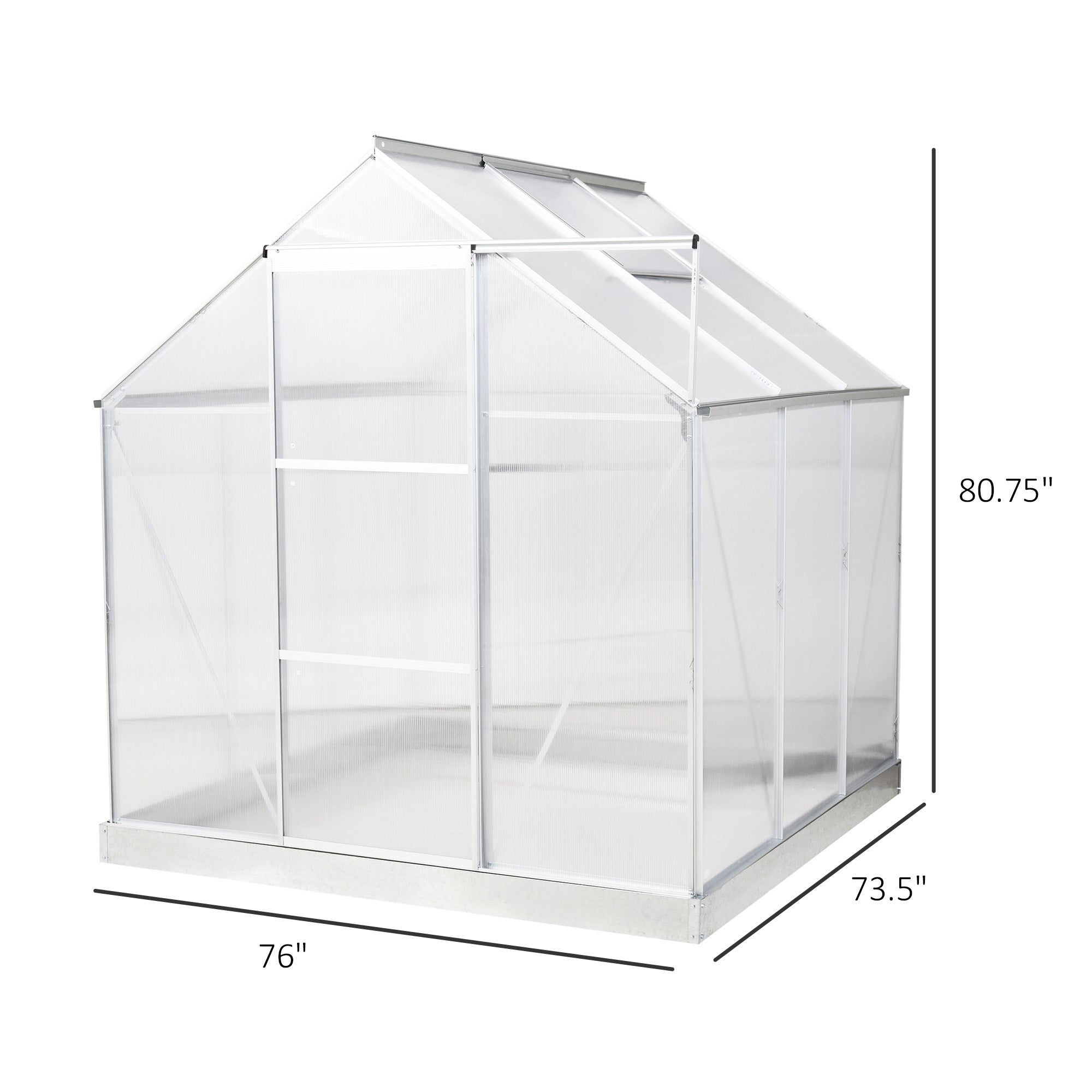 Outsunny 6x6-Foot Polycarbonate Greenhouse Kit with Aluminum Frame - John Pierce Auto Care