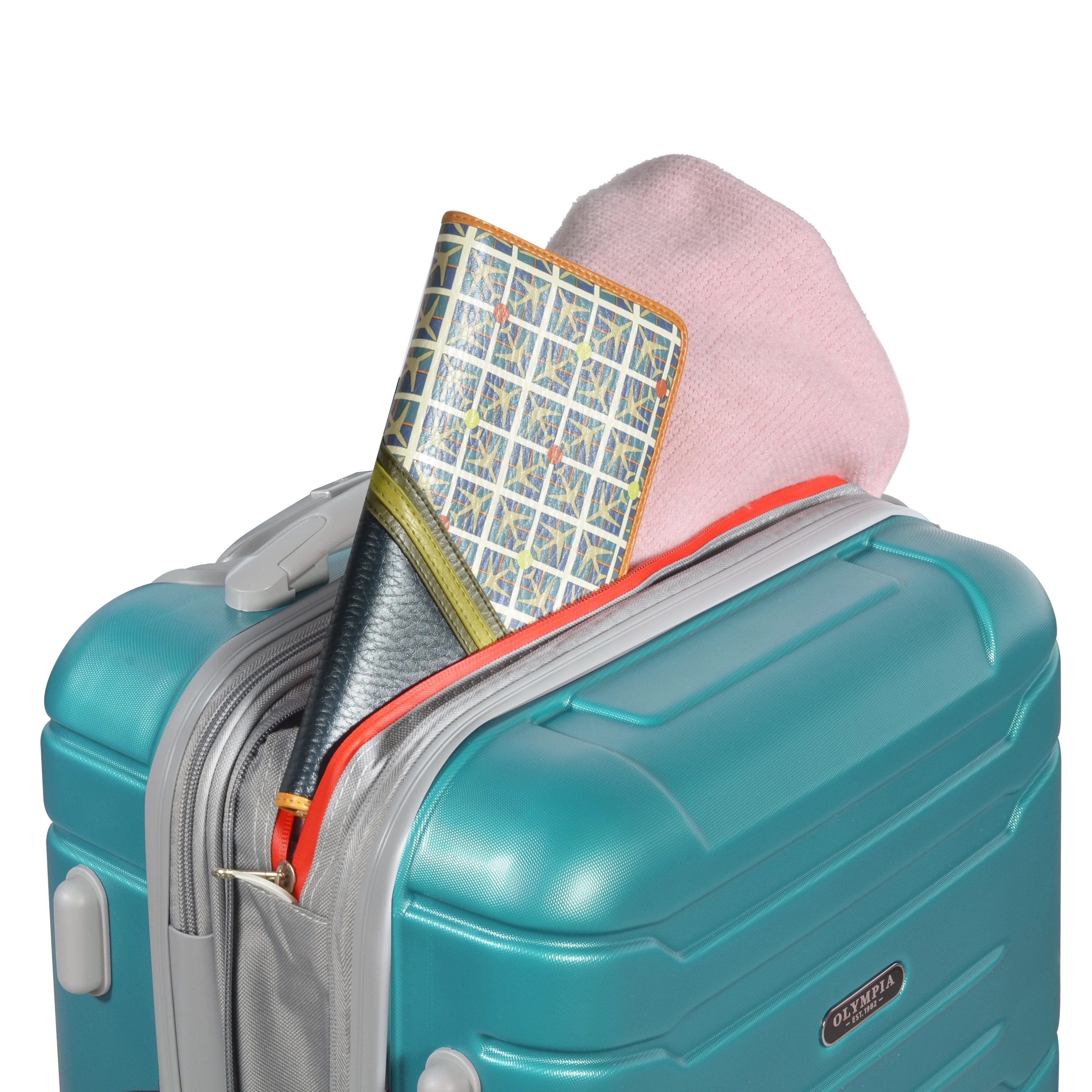 Olympia U.S.A. Denmark 3-Piece Expandable Hardcase Luggage Set with Spinner Wheels, Teal - John Pierce Auto Care