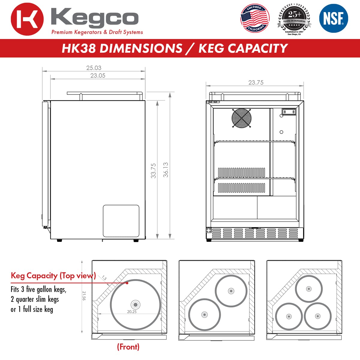Kegco HK38BSU-2 Dual Faucet Under-Counter Kegerator - John Pierce Auto Care