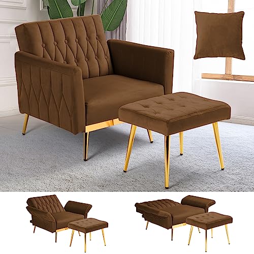 ACMEASE Velvet Accent Chair with Adjustable Backrest and Ottoman - John Pierce Auto Care