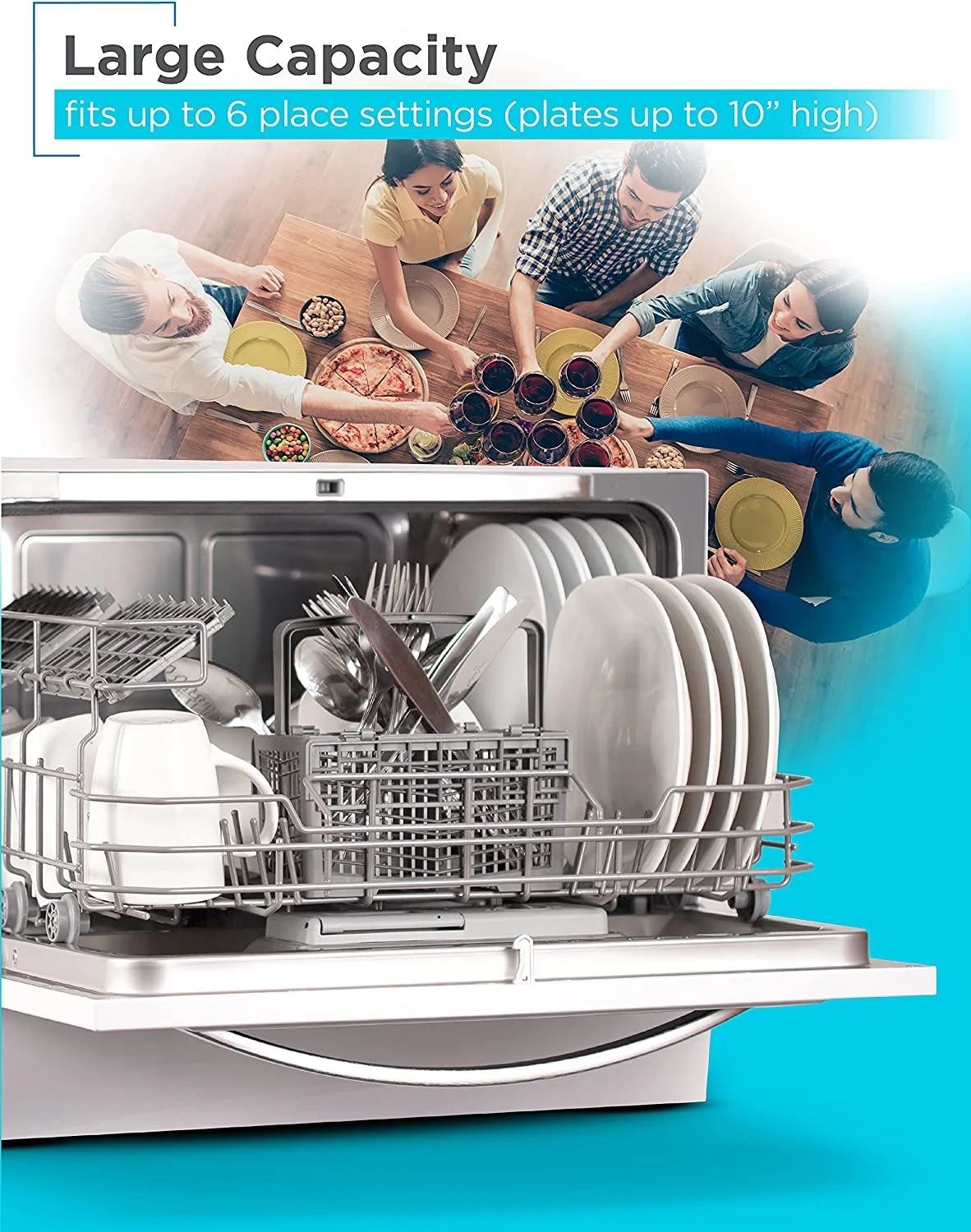 BLACK+DECKER BCD6W Compact Countertop Dishwasher, 6 Place Settings, White - John Pierce Auto Care