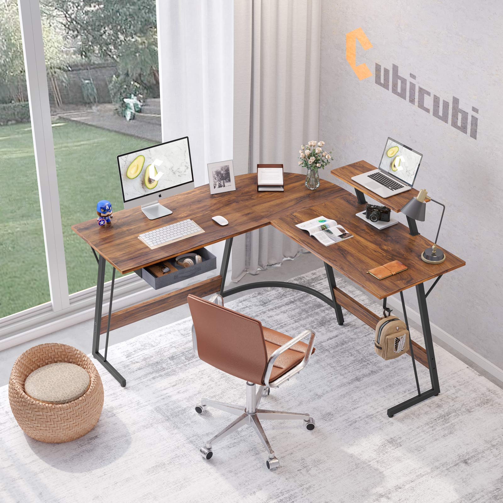 CubiCubi L-Shaped Space-Saving Computer Corner Desk - John Pierce Auto Care