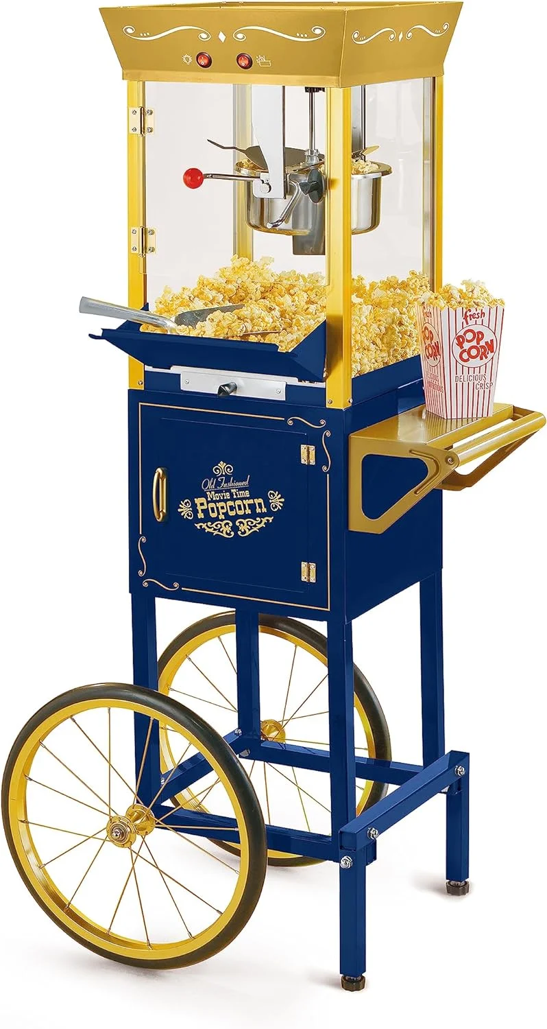 Nostalgia Appliances Popcorn Cart Vintage Movie Theatre Popcorn Machine, Navy - John Pierce Auto Care