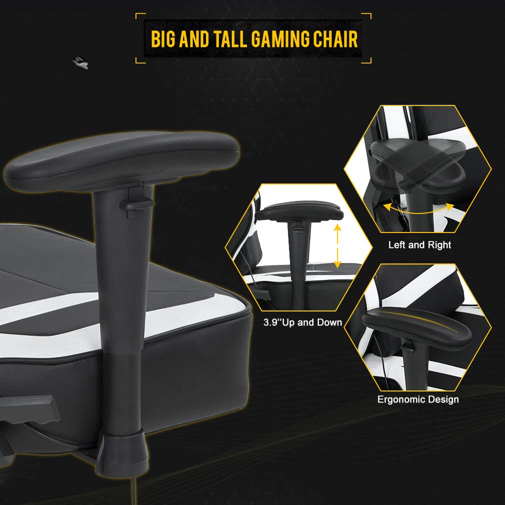 Big and Tall 500lbs Capacity Ergonomic Gaming Chair (Black) - John Pierce Auto Care