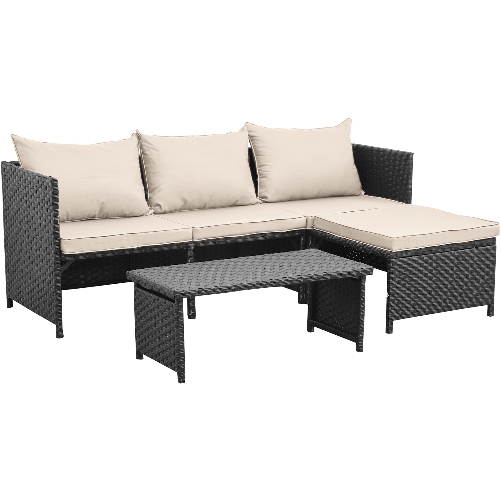 Waroom 3-Piece Khaki Wicker Outdoor Patio Conversation Set - John Pierce Auto Care