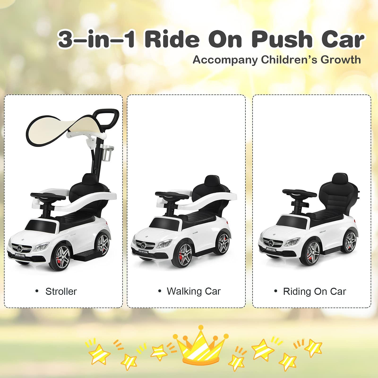 Costzon Mercedes Benz Toddler Stroller Push Car with Underneath Storage - John Pierce Auto Care