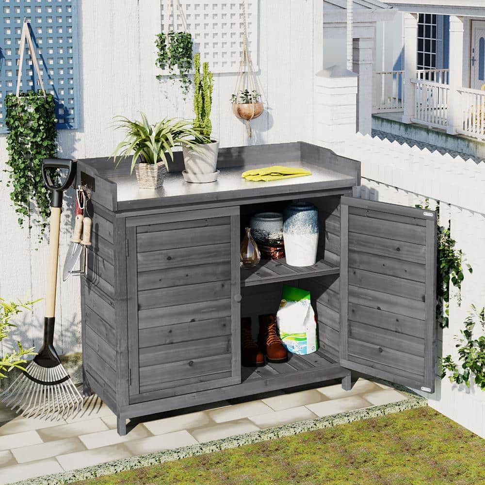 Cenadinz 39-Inch Outdoor Wooden Potting Bench Table - John Pierce Auto Care