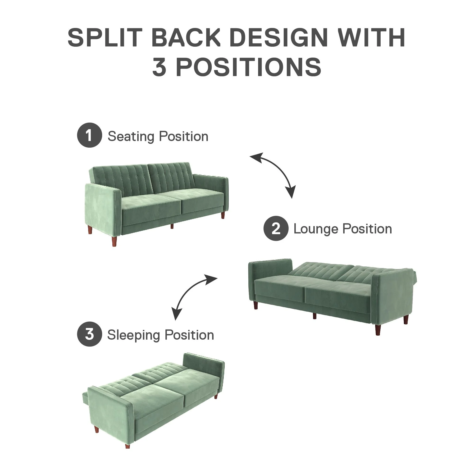 DHP Pin Tufted Transitional Futon, Light Green Velvet - John Pierce Auto Care