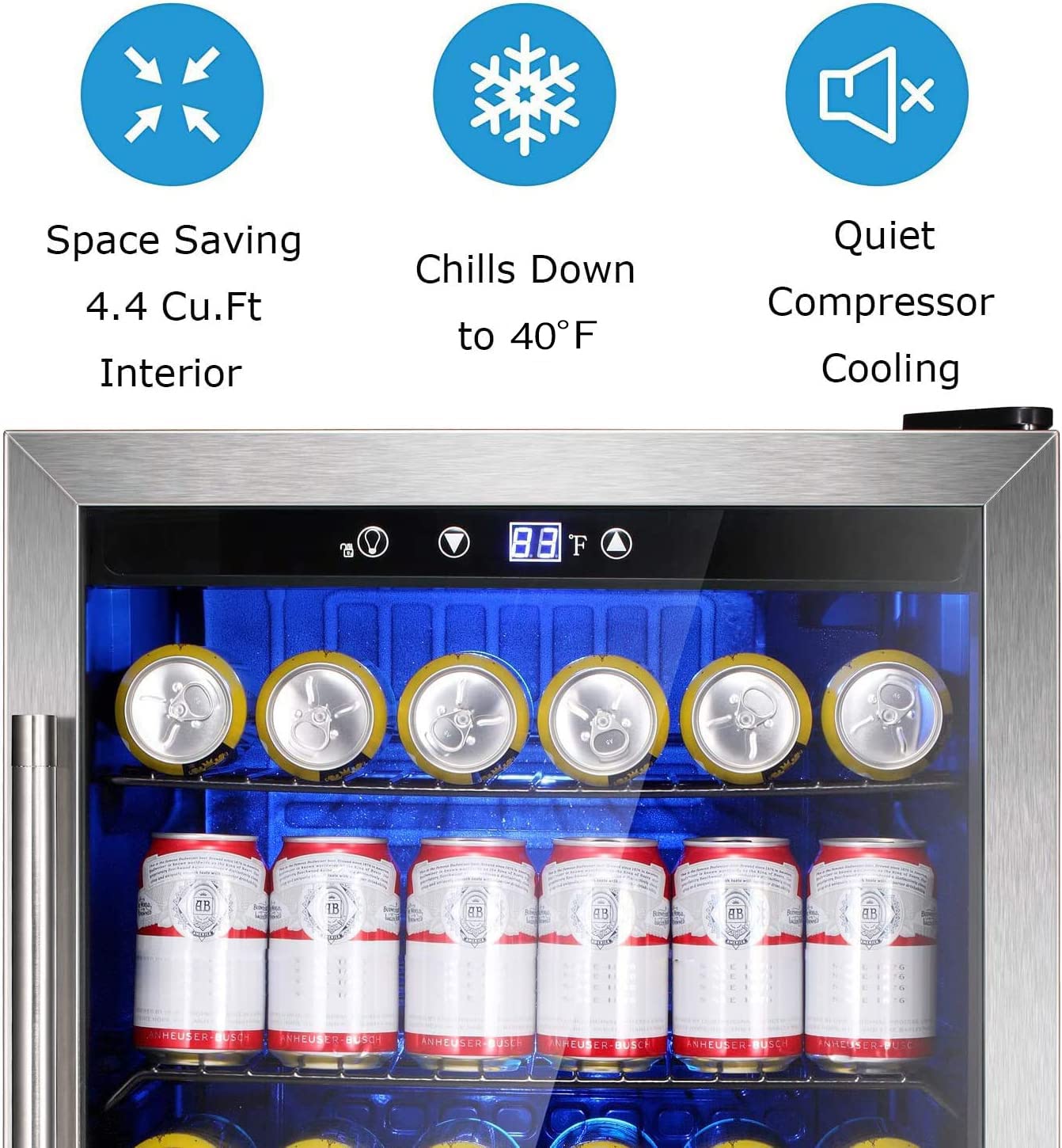 Antarctic Star 120-Can Stainless Steel Beverage Refrigerator - John Pierce Auto Care