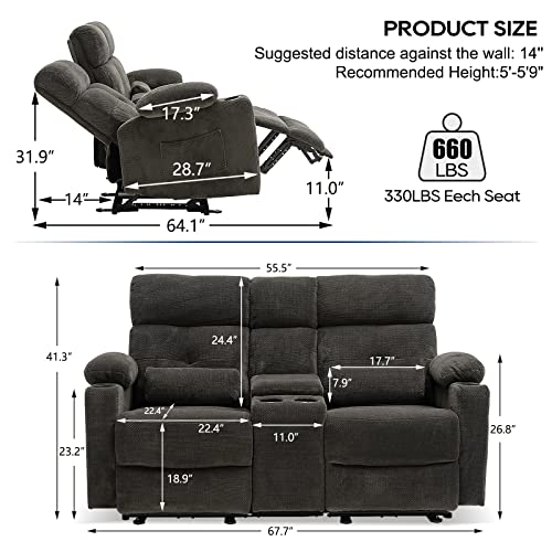 RIHEREFY 68-Inch RV Power Reclining Loveseat (Wall Hugger) - John Pierce Auto Care