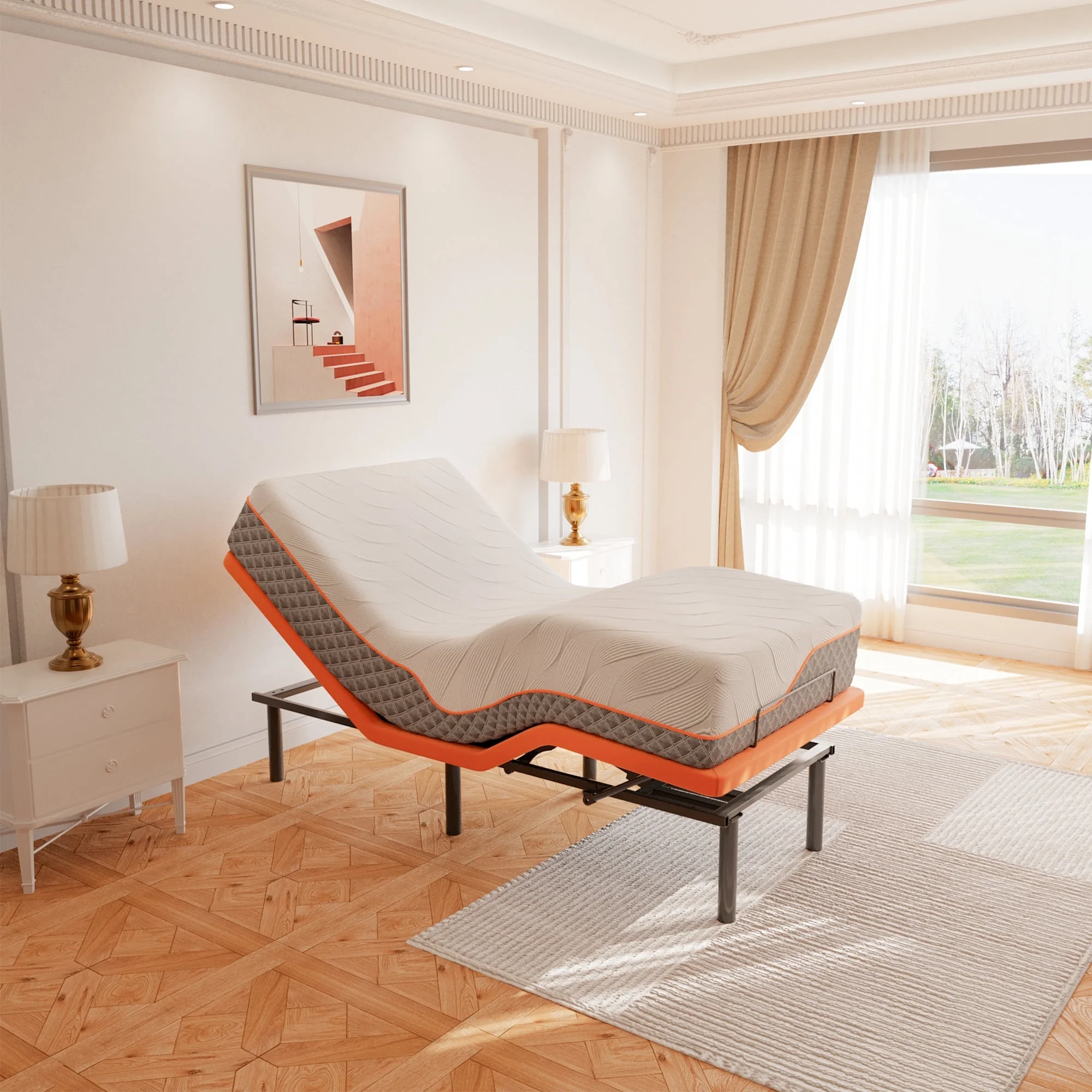 ESHINE Adjustable Bed Frame Twin XL + Memory Foam Hybrid 12 inch Mattress, with Mattress, Wireless Remote&Bluetooth App Control, 5 Minutes Installation, Head and Foot Incline - John Pierce Auto Care