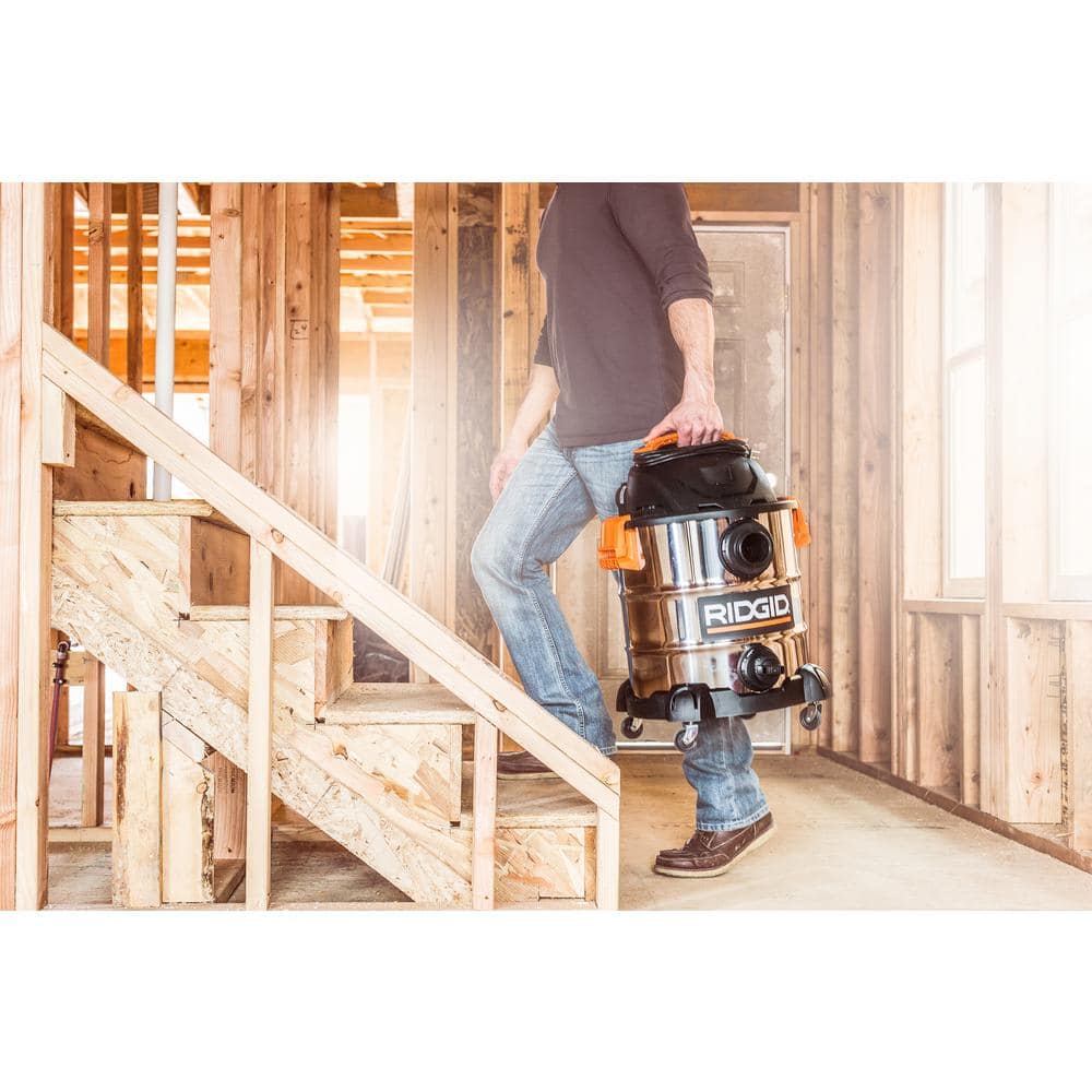 10-Gallon 6.0 Peak HP Stainless Steel Wet Dry Shop Vacuum - John Pierce Auto Care