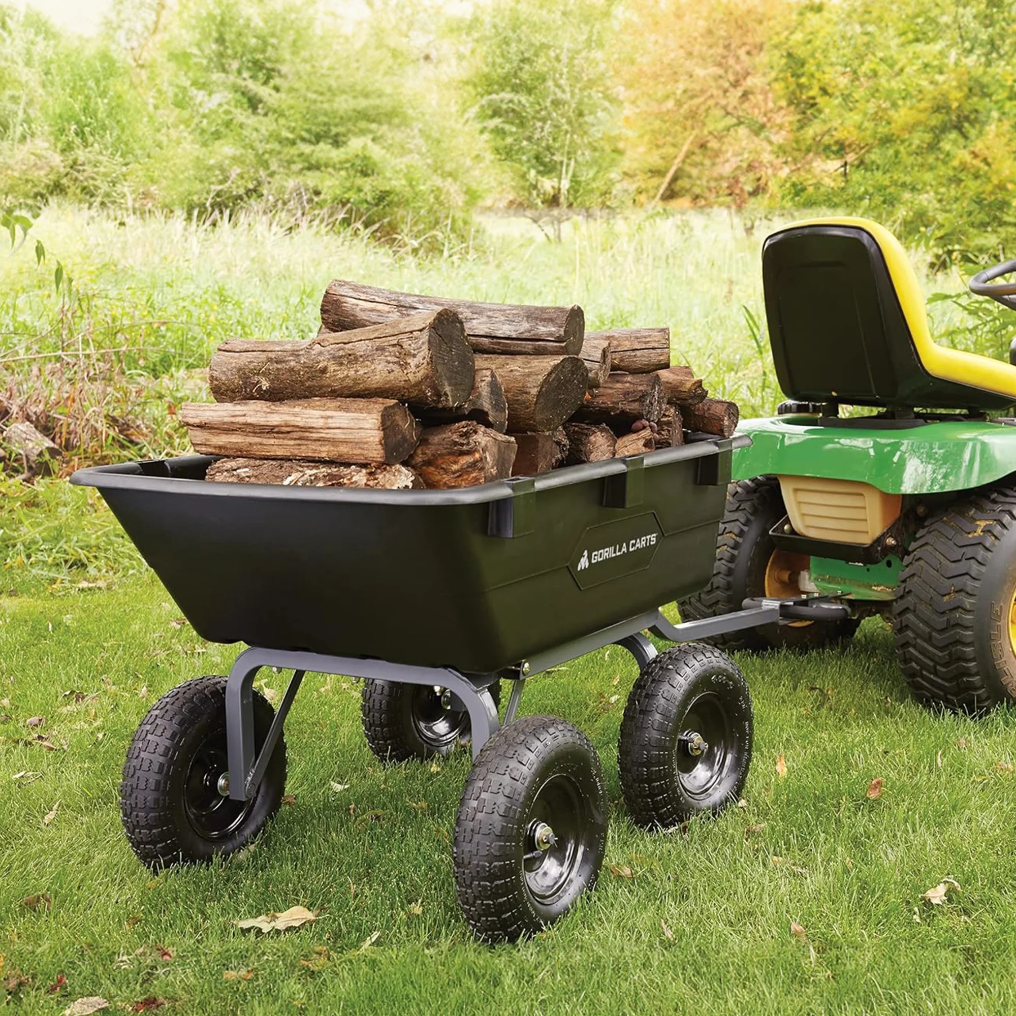 Gorilla Carts 6 Cu Ft Heavy Duty Poly Dump Cart, w/ Steel Frame, Black - John Pierce Auto Care