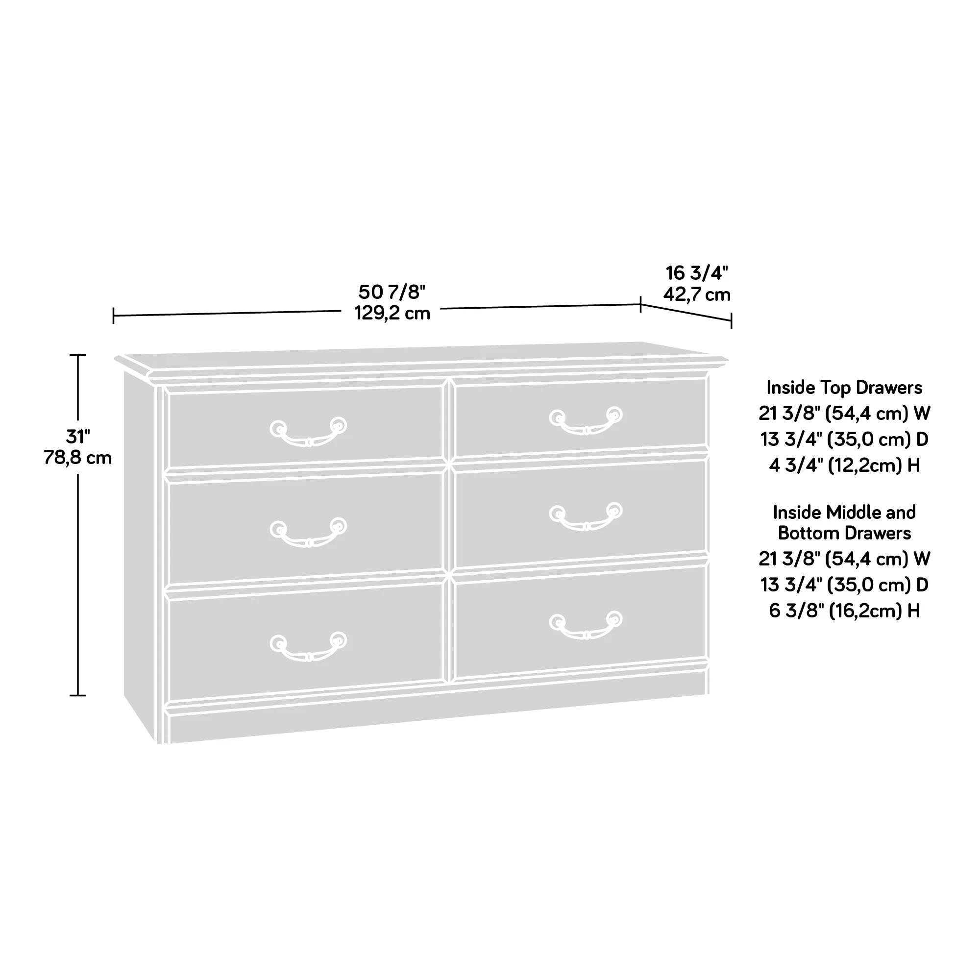 Sauder Orchard Hills 6 Drawer Dresser, Carolina Oak finish - John Pierce Auto Care
