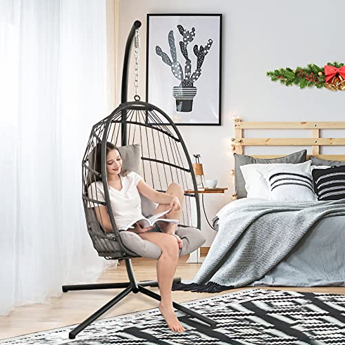 NICESOUL Wicker Rattan Hanging Swing Egg Chair with Stand - John Pierce Auto Care
