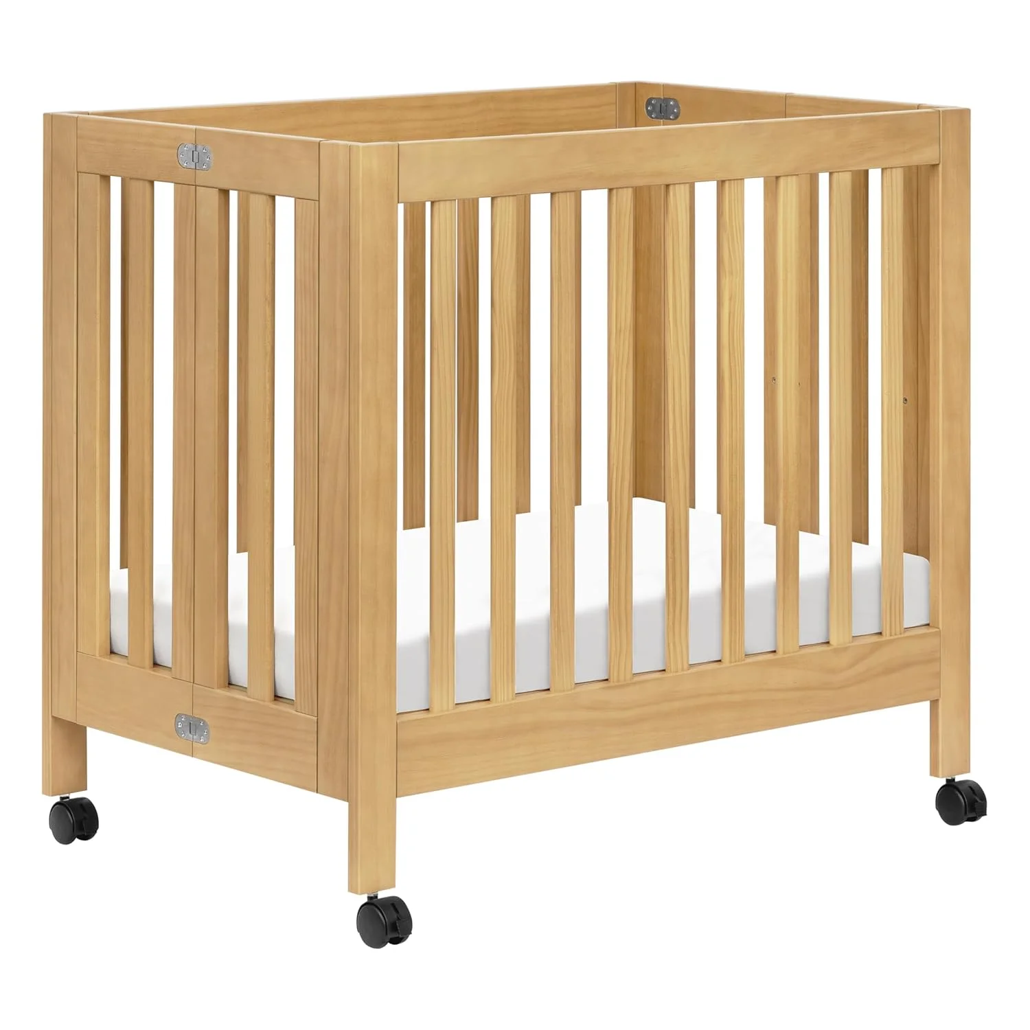 Babyletto Origami Mini Portable Crib Folding with Wheels in Honey, 2 Adjustable Mattress Positions, Greenguard Gold Certified - John Pierce Auto Care