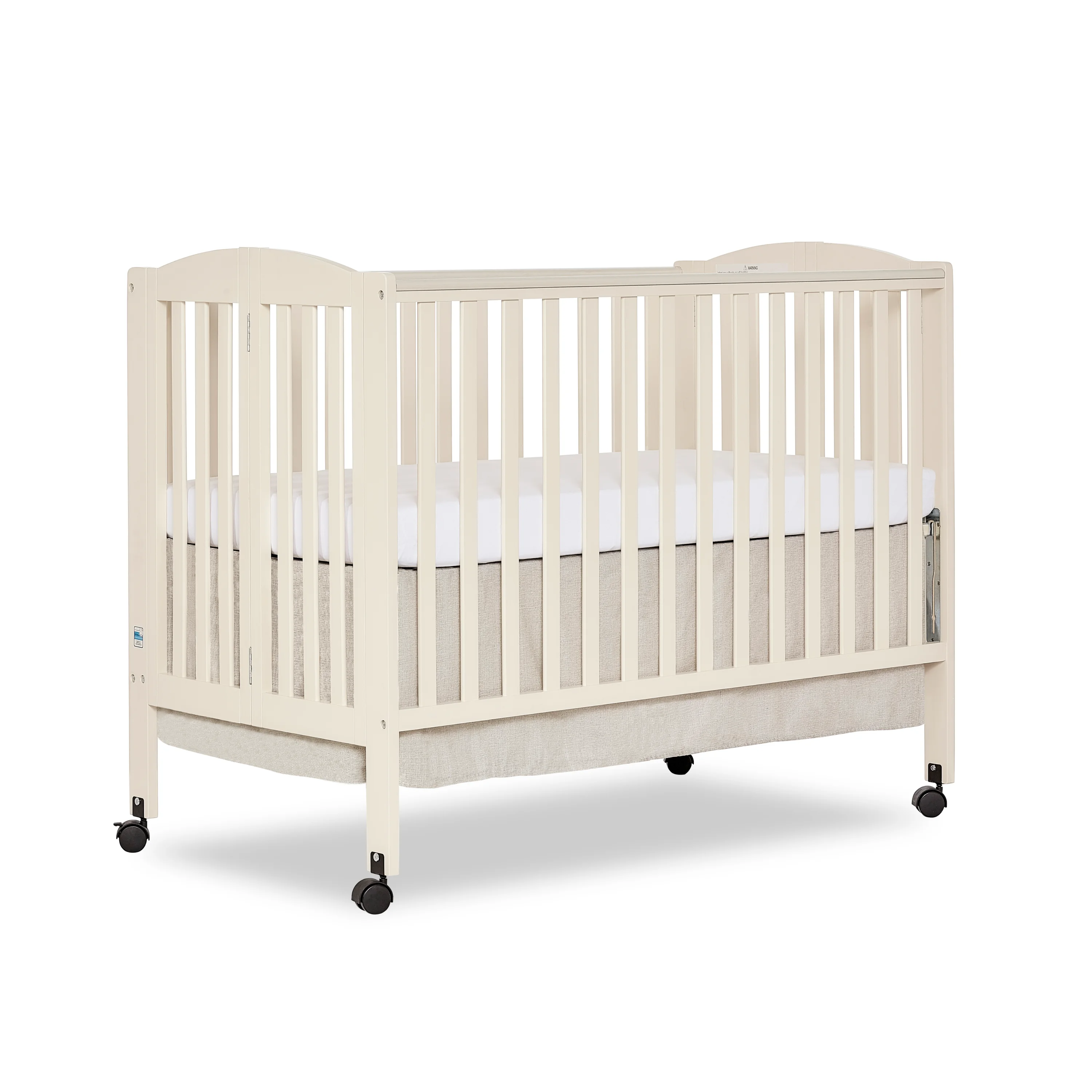 Dream On Me Full Size 2-in-1 Folding Stationary Side Crib, Locking Wheels, French White - John Pierce Auto Care