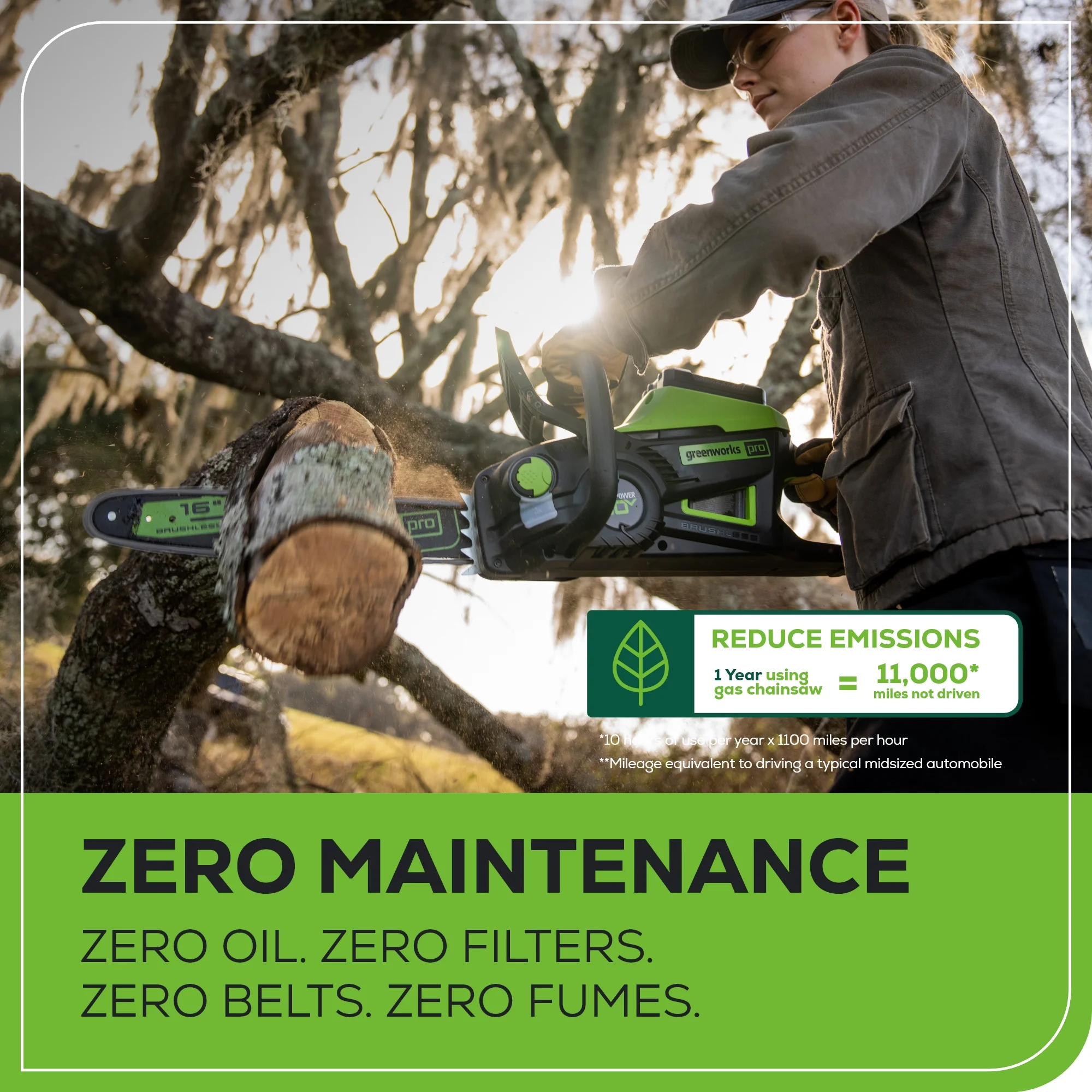 Greenworks Pro 60V 16 in. Brushless Cordless 2kW Chainsaw with 2.5 Ah Battery and Charger - John Pierce Auto Care