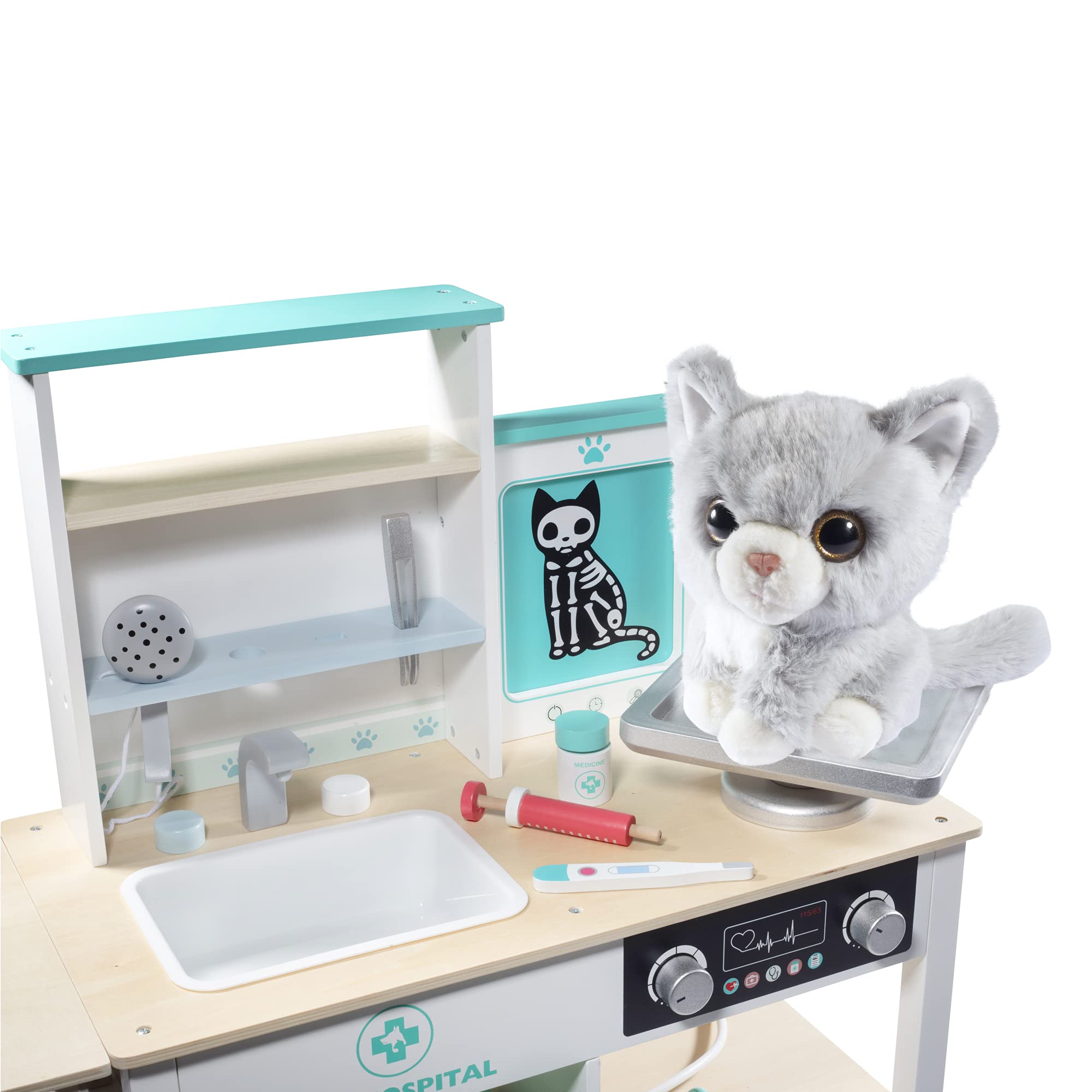Wooden Vet Center Pretend Play Pet Hospital Playset - John Pierce Auto Care