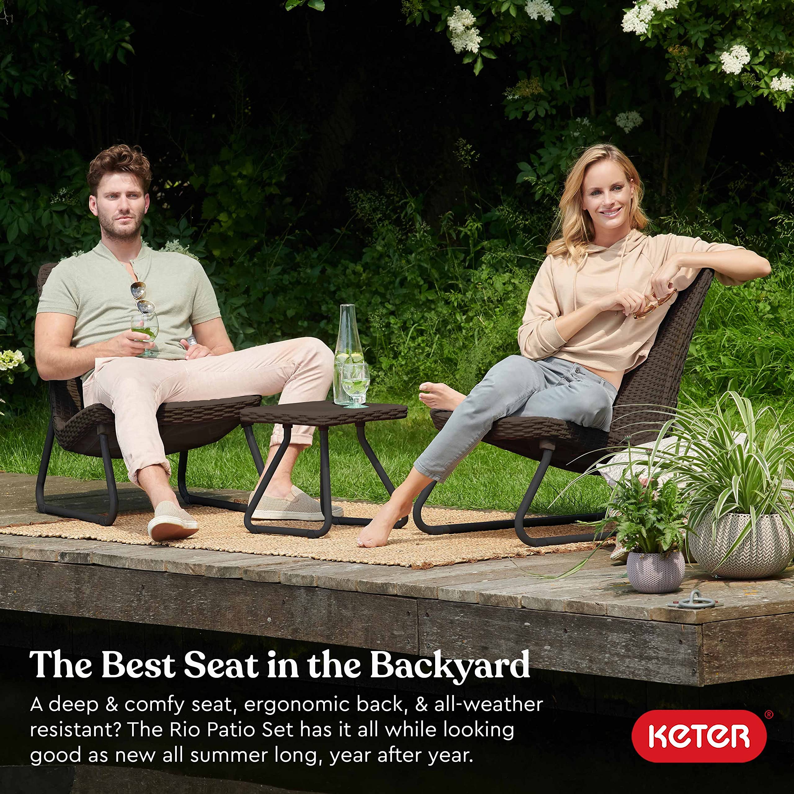 Keter Rio 3-Piece Resin Wicker Patio Furniture Set - John Pierce Auto Care