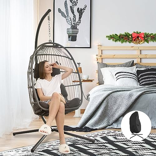 NICESOUL Wicker Rattan Hanging Swing Egg Chair with Stand - John Pierce Auto Care