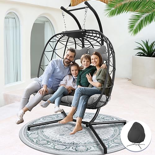 NICESOUL Wicker Rattan Hanging Swing Egg Chair with Stand - John Pierce Auto Care