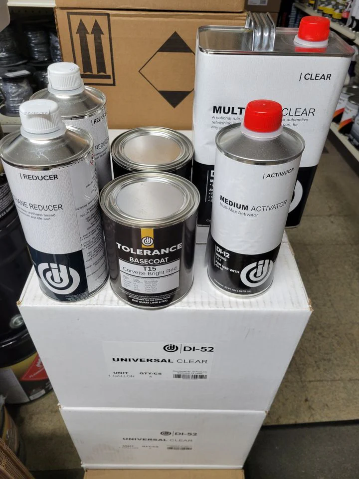 one gallon sprayable Victory red paint kit with one gallon of clear and hardener - John Pierce Auto Care