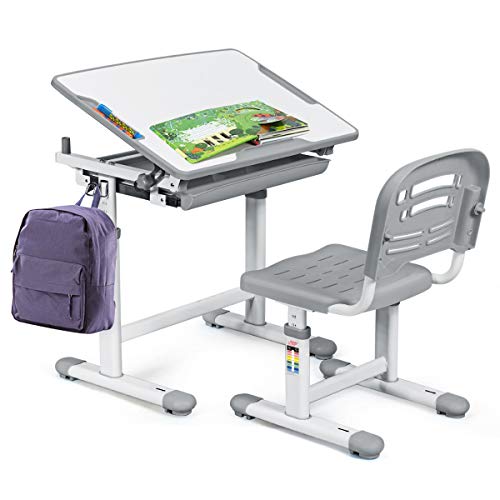 BABY JOY Height-Adjustable Kids Study Desk and Chair Set (Blue) - John Pierce Auto Care