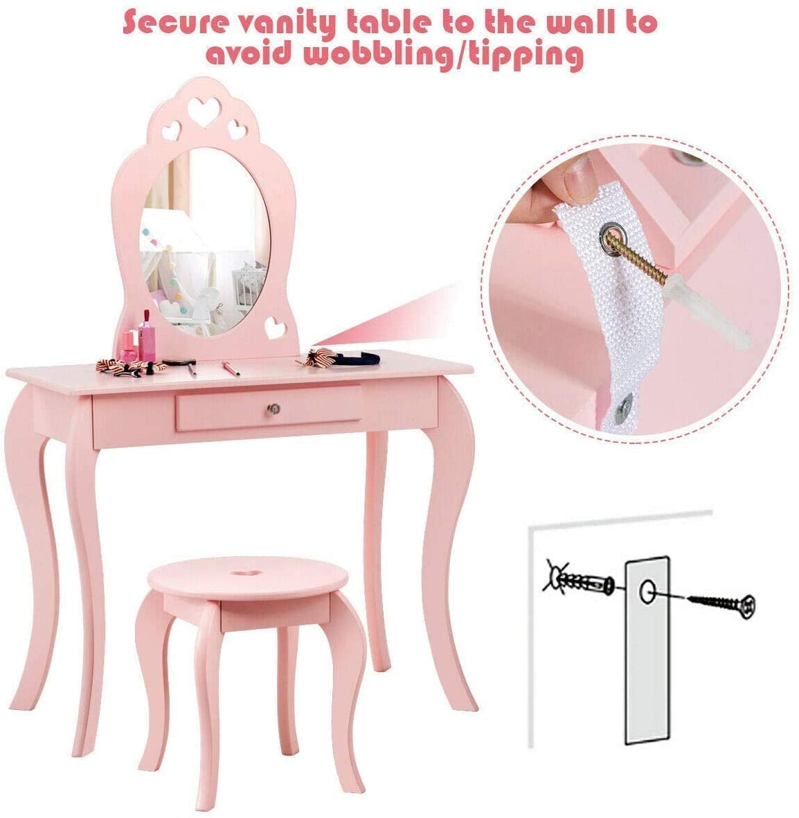 Fireflowery Princess Pretend Vanity Set with Detachable Mirror - John Pierce Auto Care