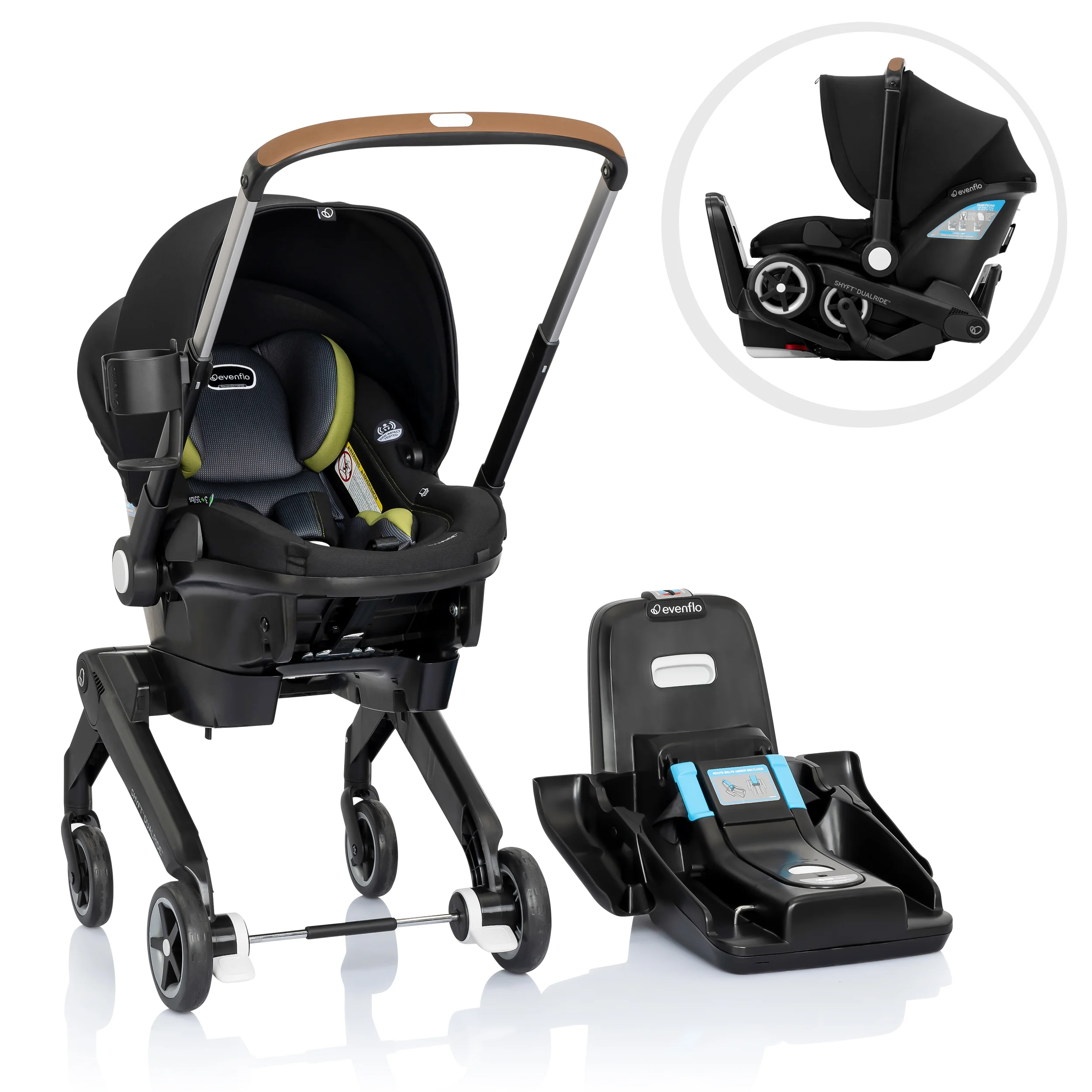 Shyft DualRide with Carryall Storage Infant Car Seat and Stroller Combo (Durham Green) - John Pierce Auto Care