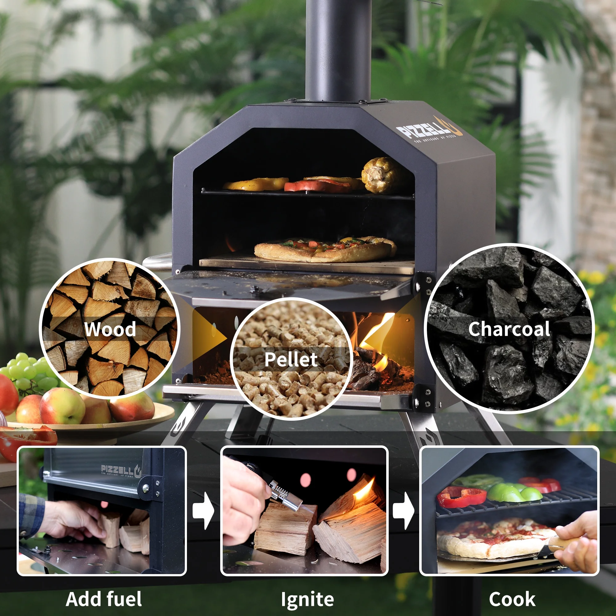 Outdoor Wood-Burning 2-Pizza Capacity Pizza Oven with Peel - John Pierce Auto Care