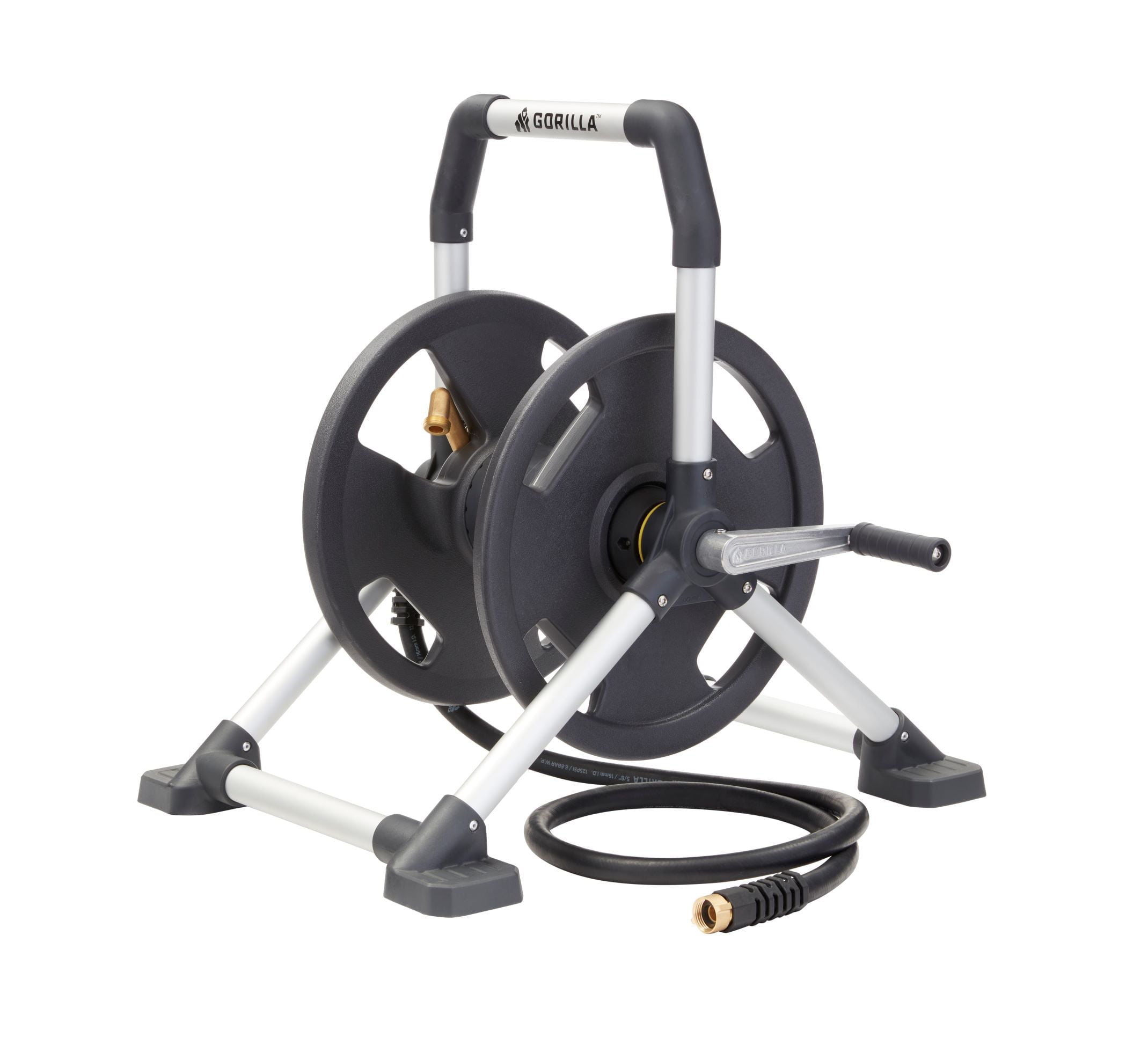 Gorilla 150-Foot Zero-Rust Aluminum Upright Hose Reel - John Pierce Auto Care
