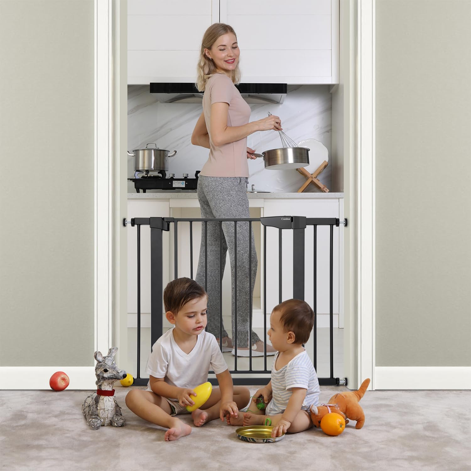 Cumbor Tension-Mounted Adjustable Baby Gate with Doorway Extensions - John Pierce Auto Care