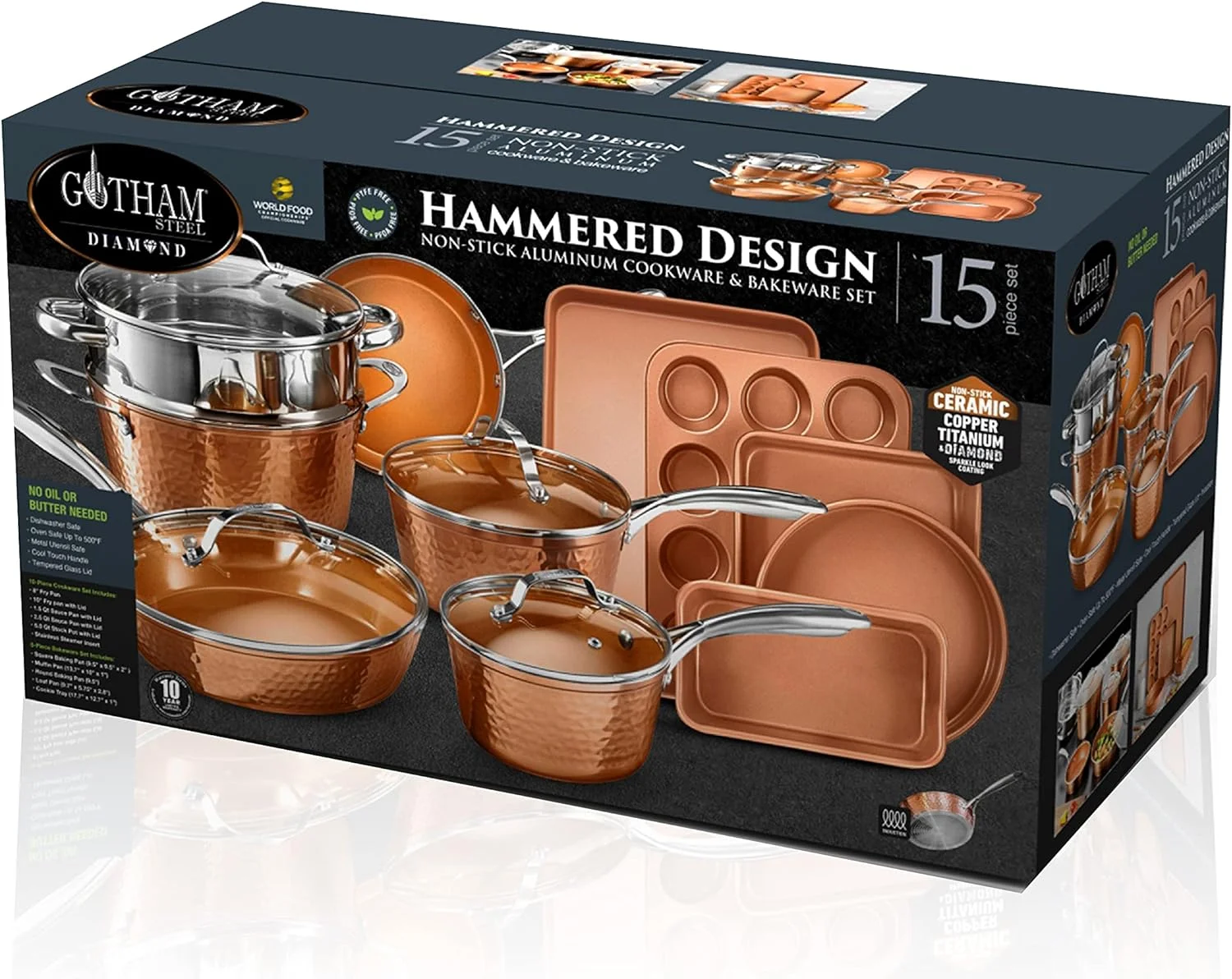 Gotham Steel 15-Piece Hammered Cookware Set - John Pierce Auto Care