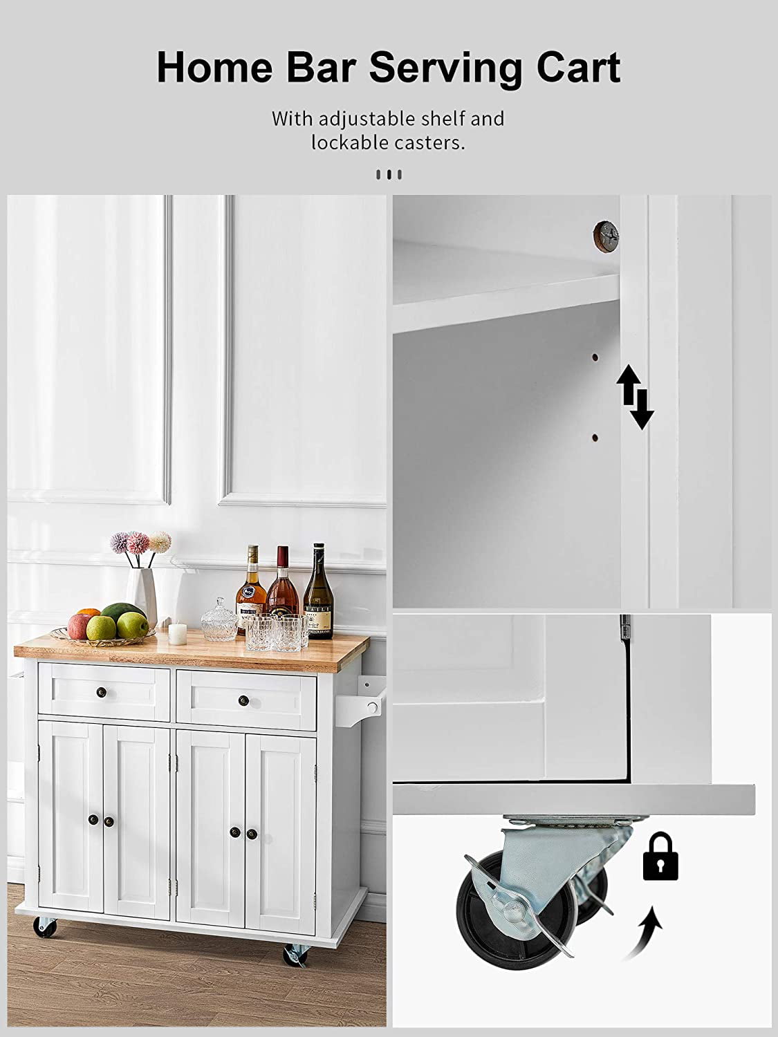 Homfa Kitchen Island Cart on Wheels with Storage Cabinet - John Pierce Auto Care