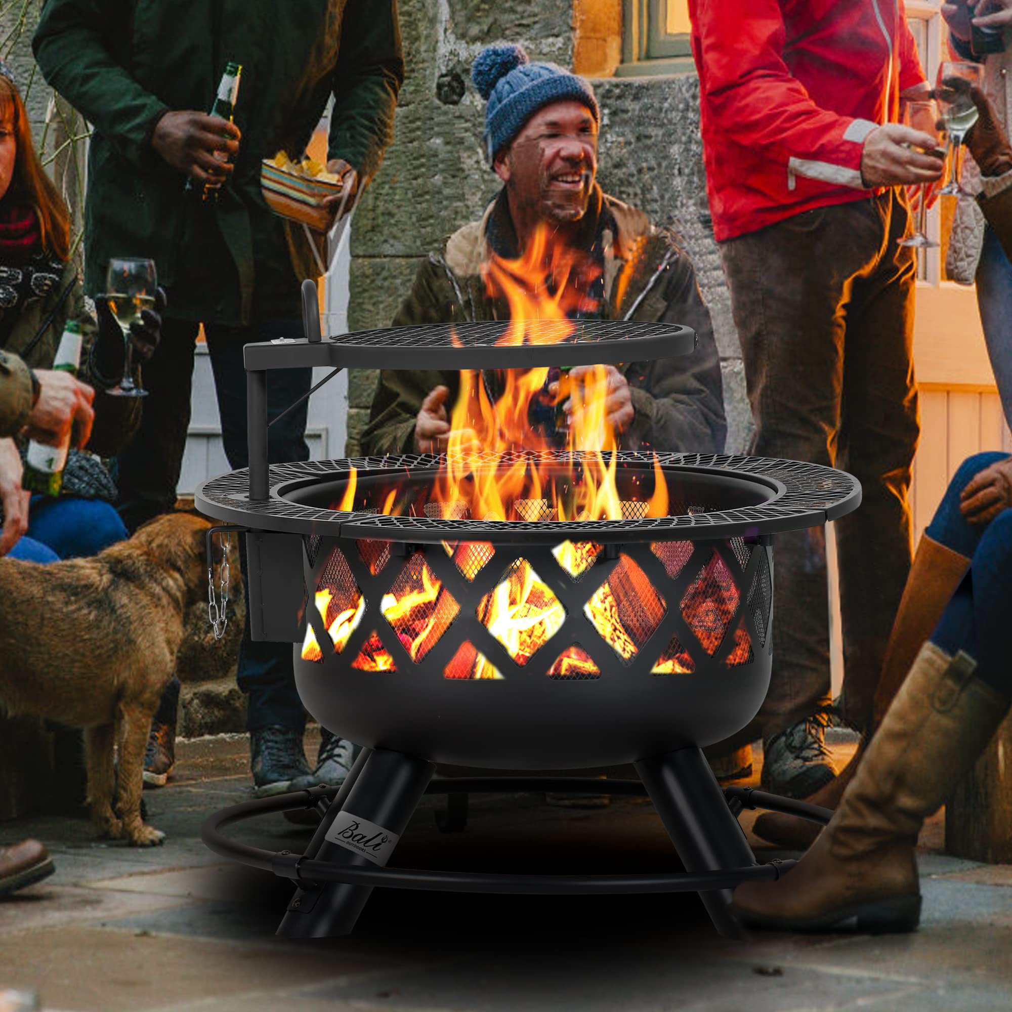 BALI OUTDOORS 32-Inch Wood Burning Fire Pit with Grill Grate - John Pierce Auto Care