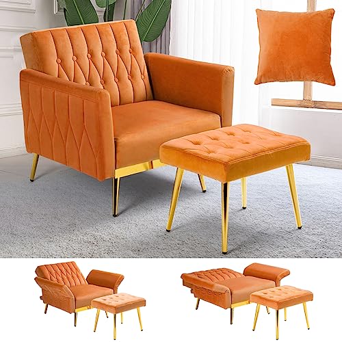 ACMEASE Velvet Accent Chair with Adjustable Backrest and Ottoman - John Pierce Auto Care
