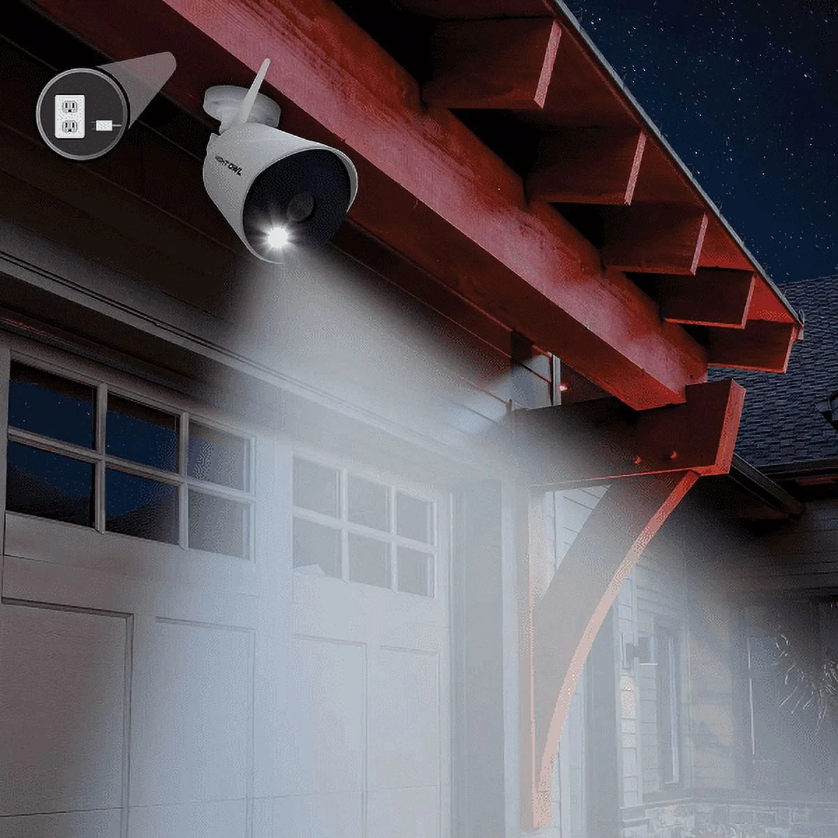 Night Owl Plug In Wireless 1080p Spotlight Cameras with 2-Way Audio and Audio Alerts and Sirens - 2 Pack - White - John Pierce Auto Care