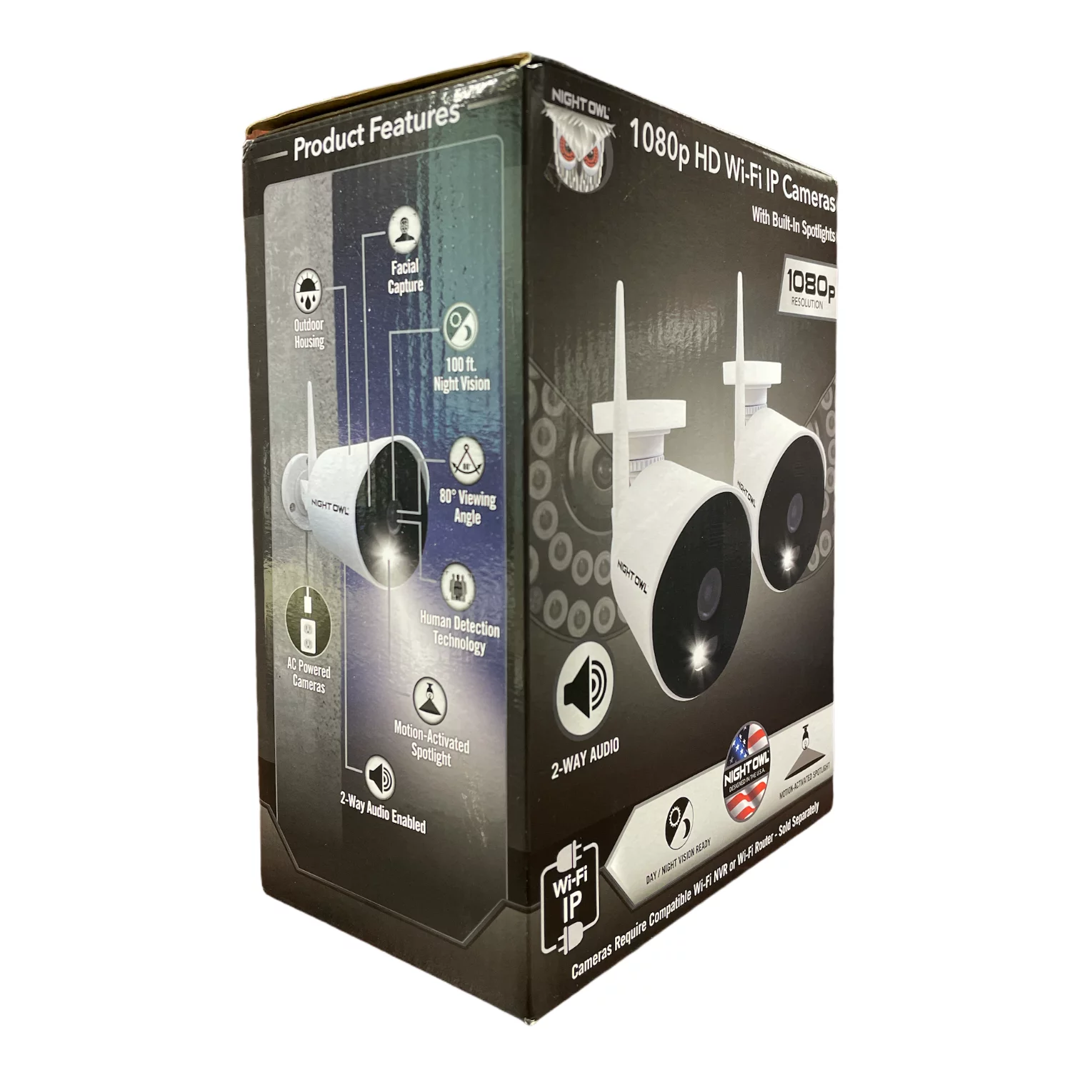 Night Owl Plug In Wireless 1080p Spotlight Cameras with 2-Way Audio and Audio Alerts and Sirens - 2 Pack - White - John Pierce Auto Care