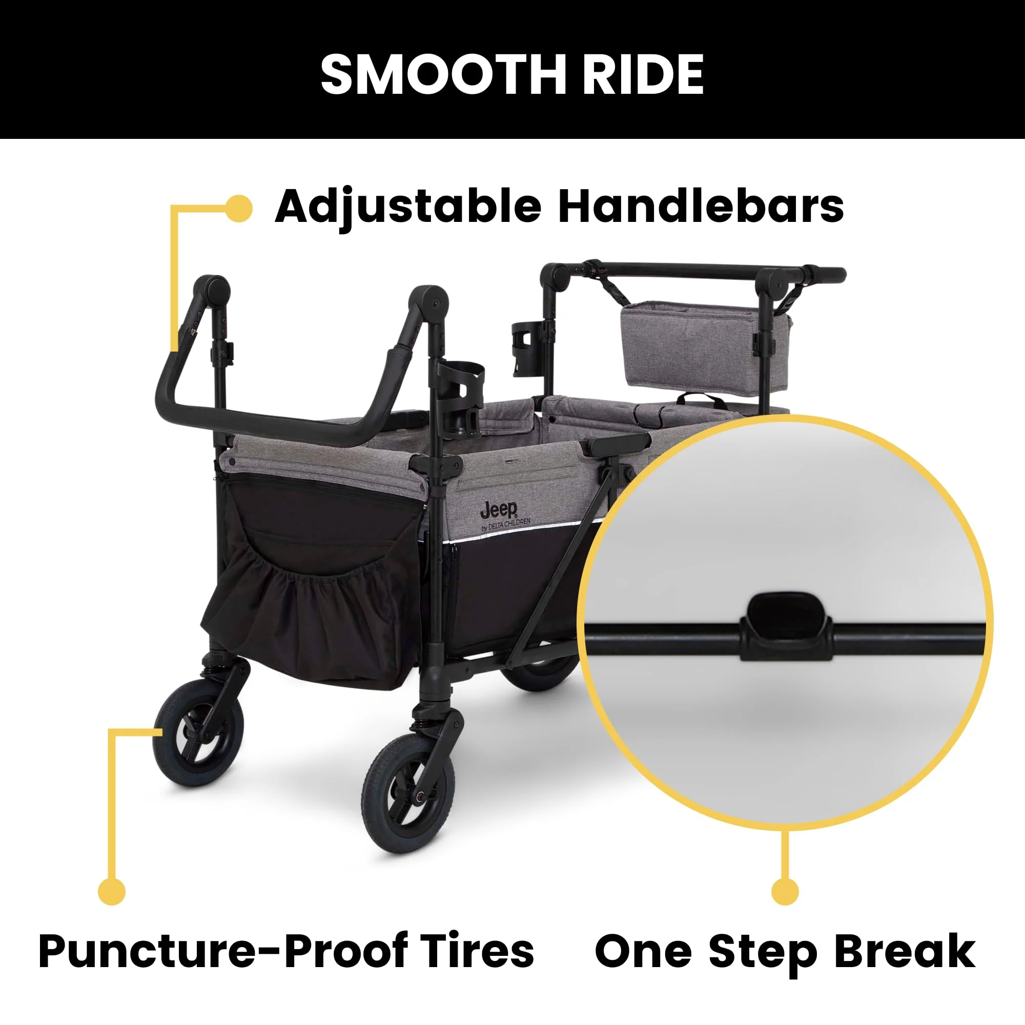 Jeep Wrangler Deluxe 4-Seater Stroller Wagon by Delta Children - John Pierce Auto Care