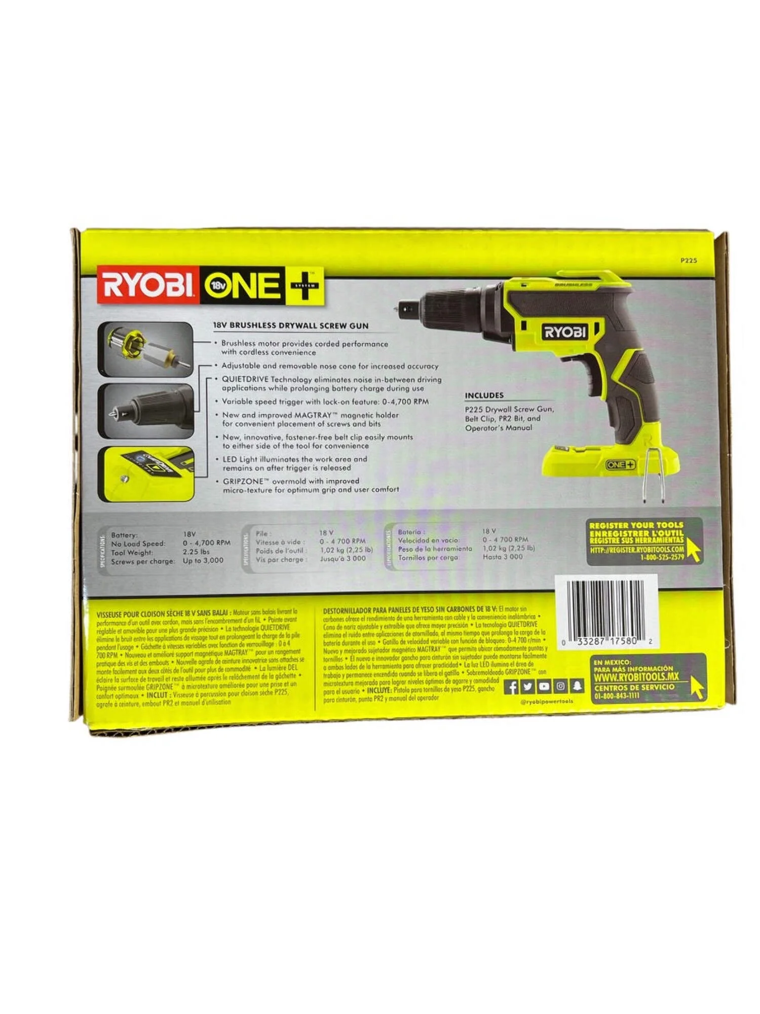 Ryobi 18-Volt ONE+ Brushless Drywall Screw Gun (Tool Only) - John Pierce Auto Care