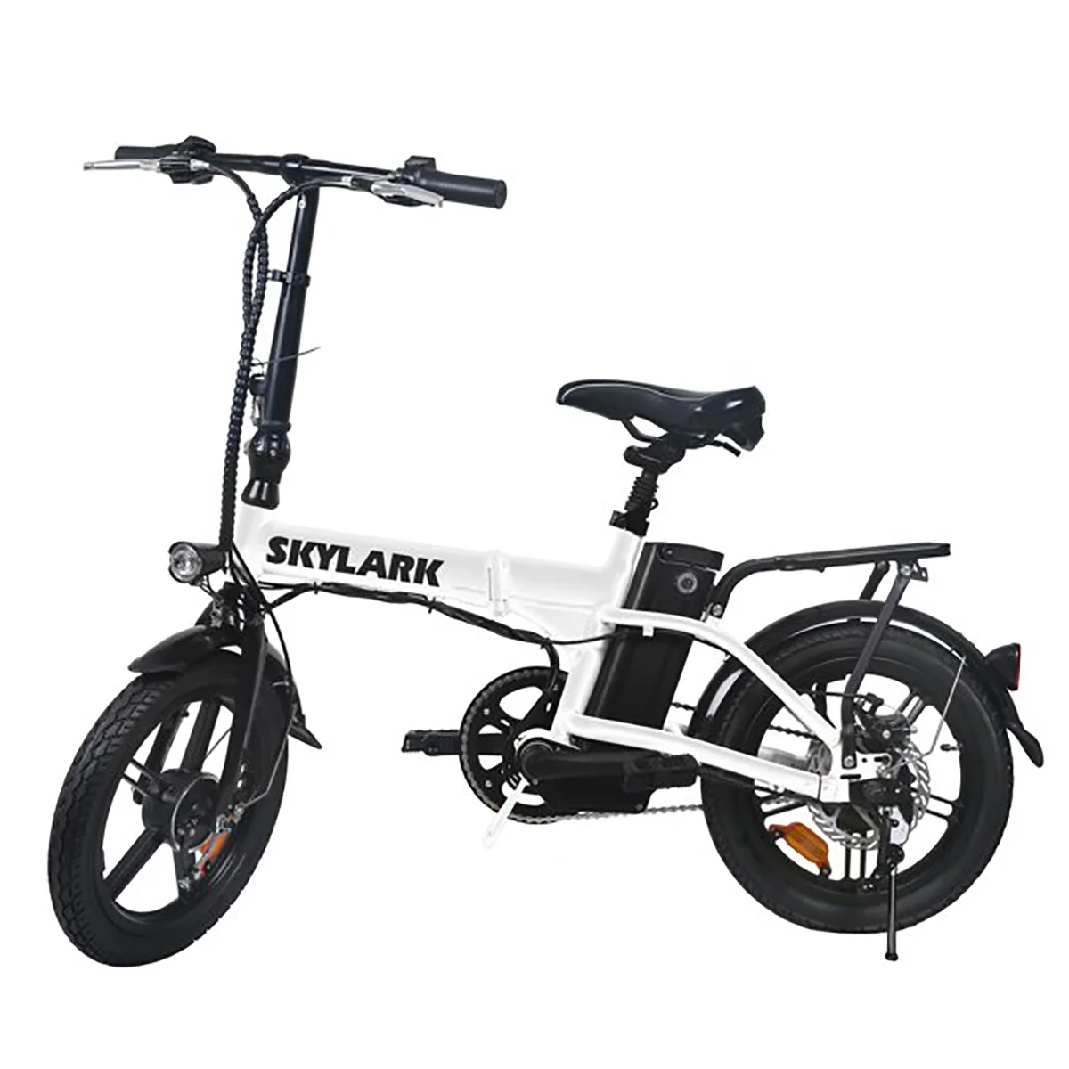 Nakto 16in SKYLARK White Folding City Electric Bicycle/Bike for Men & Women 350w Motor 36V 10Ah Long Lasting Lithium-Ion Battery - John Pierce Auto Care